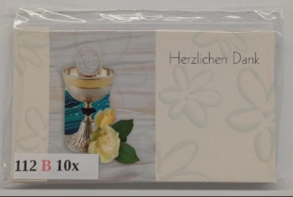 LYSCO Dankeskarte 10 Danksagungen Dank Gäste versch. Anlässe + Briefumschlag (KT-112), gut beschreib- oder bedruckbar - klappbar