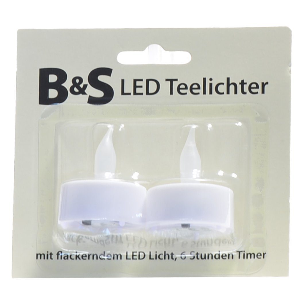 B&S LED-Kerze 2 LED Kerzen Ø 3,8 cm Kunststoff weiß mit Flackereffekt günstig online kaufen