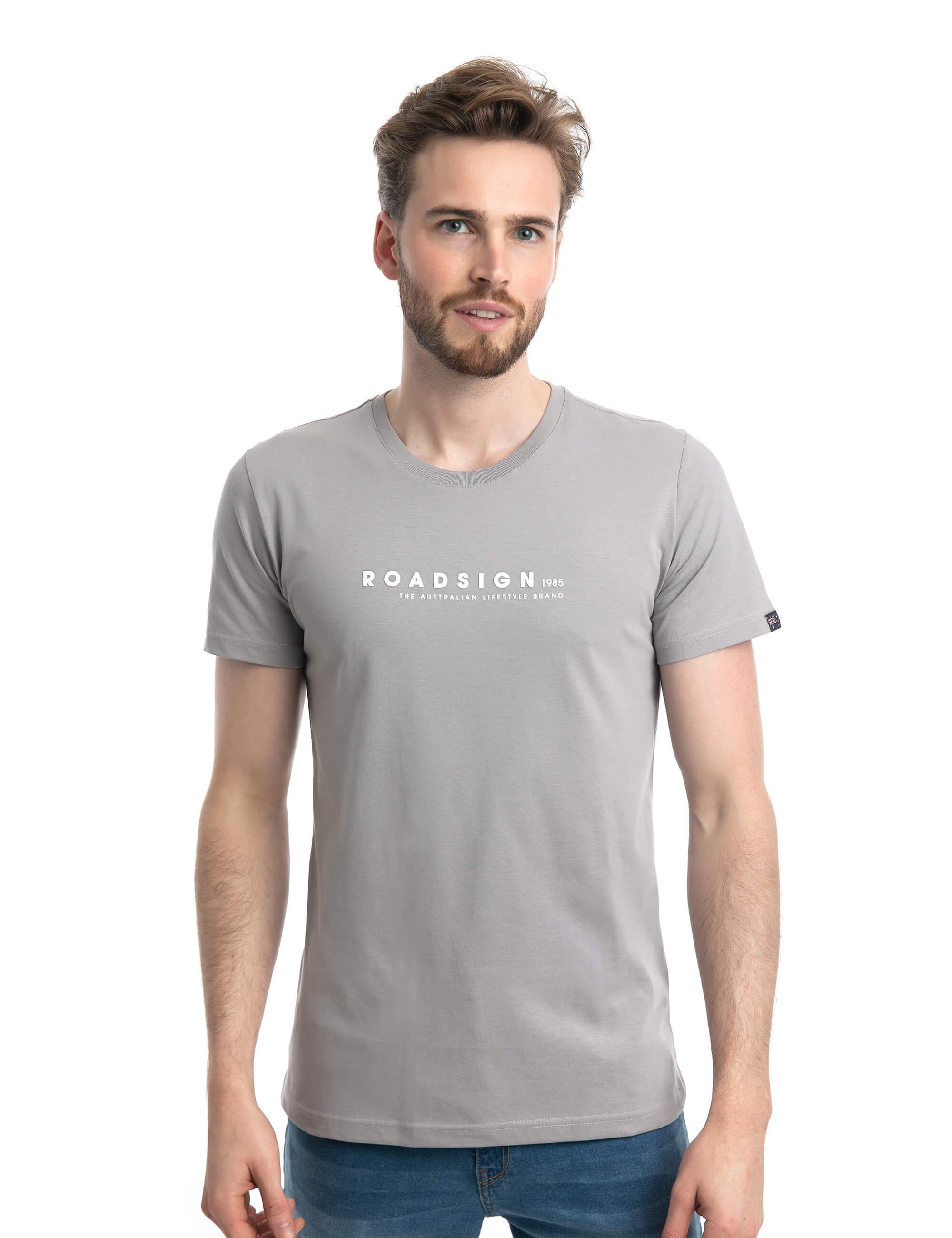 ROADSIGN australia T-Shirt Roadsign Lifestyle (1-tlg) mit Rundhalsausschnitt & Logo-Aufdruck, 100 % BCI-Baumwolle Grau