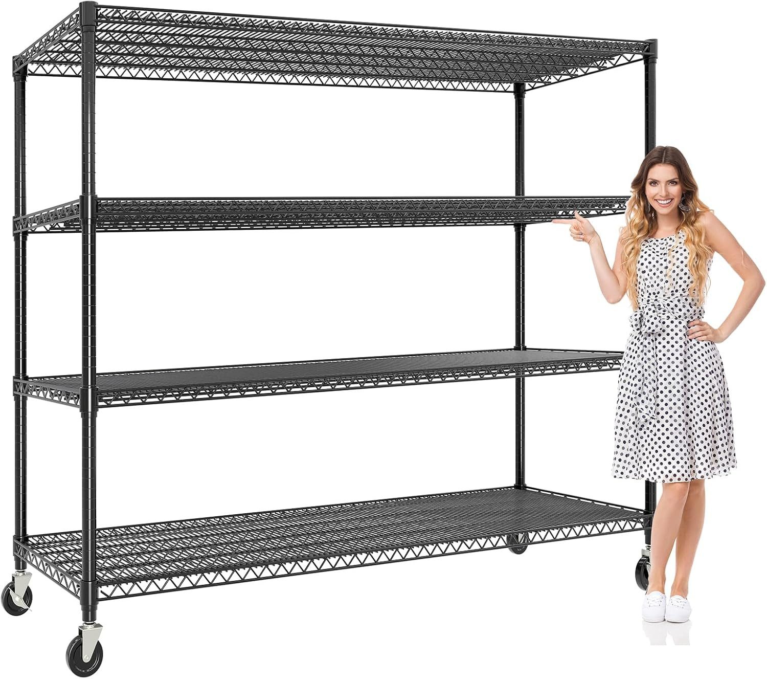 GarveeMore Schwerlastregal 1500 Kg Rollregal, Metallregal Mit Rädern Und Füßen,Verstellbares