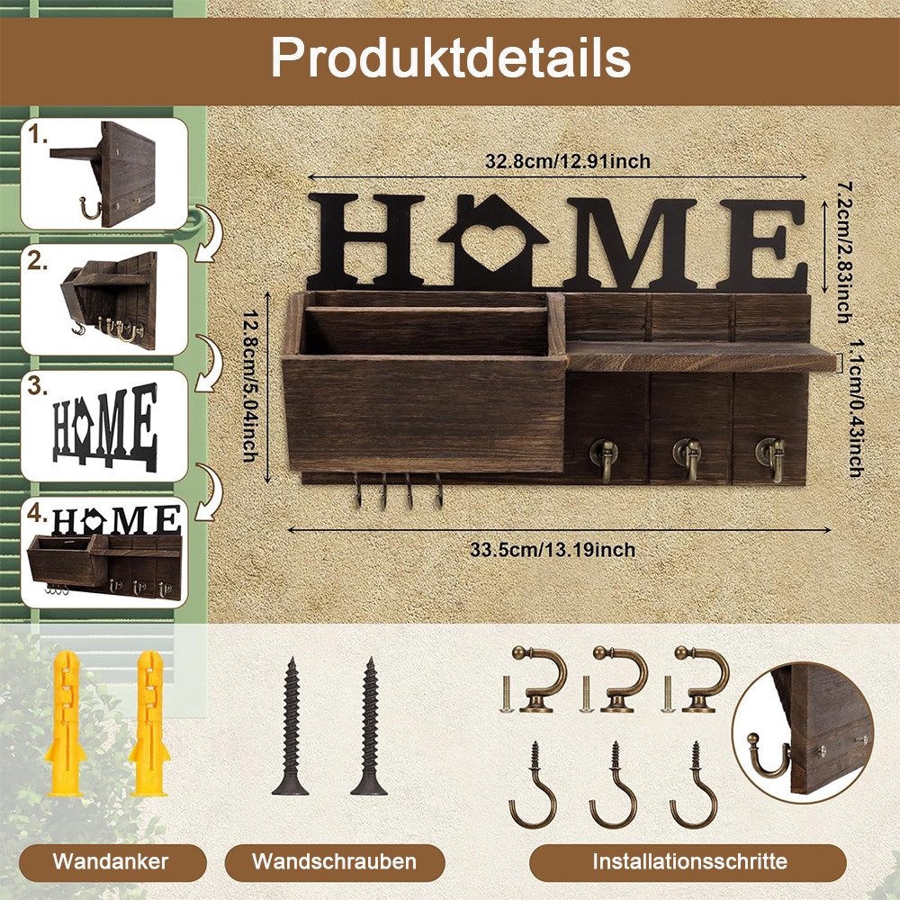 NUODWELL Schlüsselbrett Schlüsselhalter für die Wand,Wandhalterung günstig online kaufen