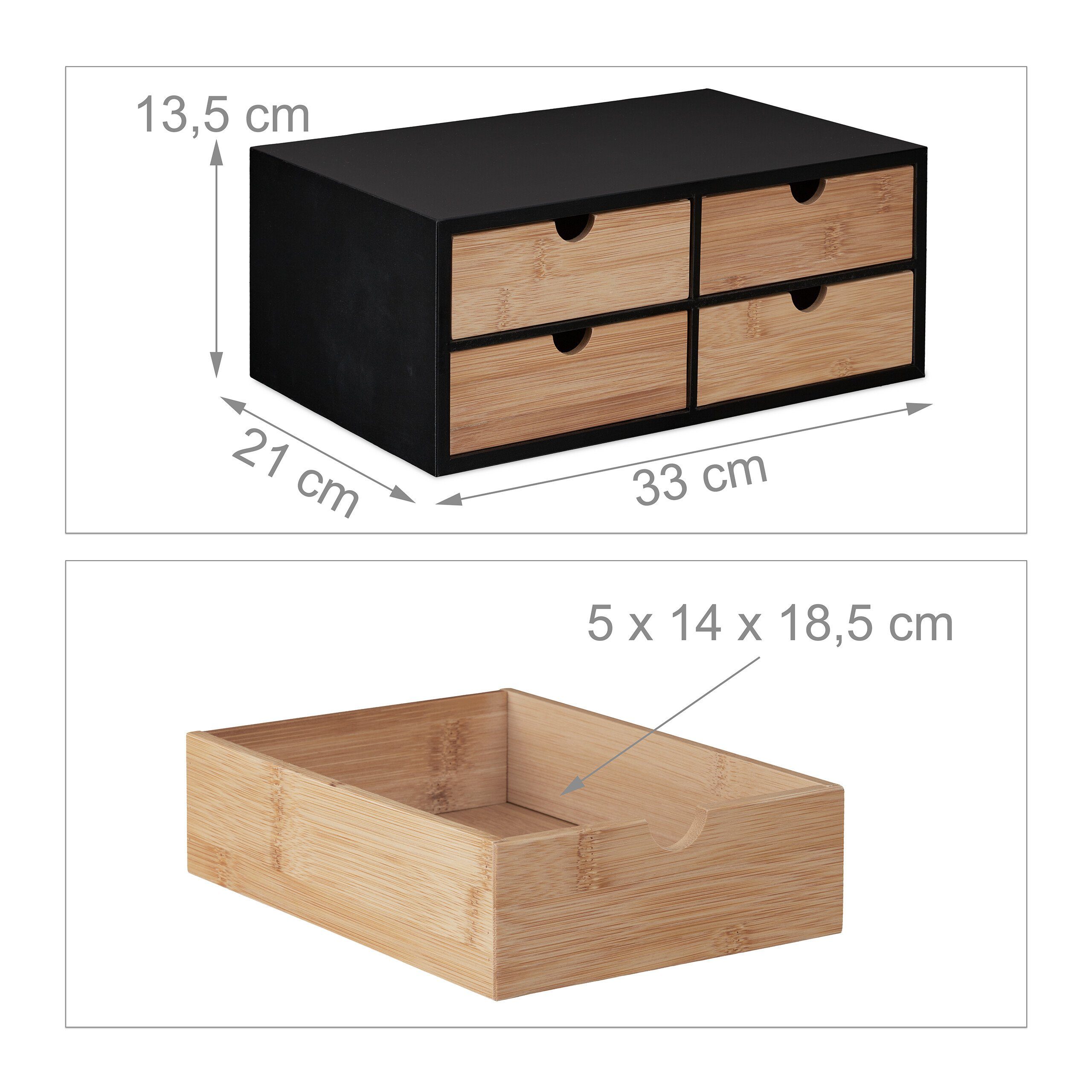 relaxdays Organizer Schreibtisch Organizer mit 4 Schubladen