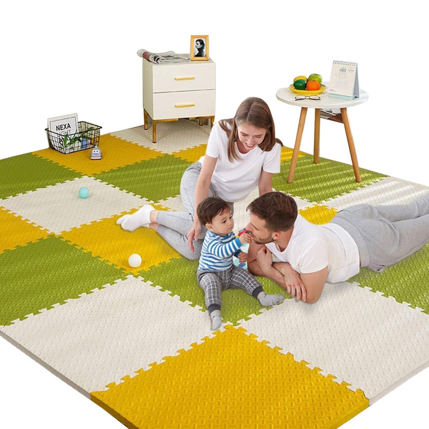 Puzzlematte 18Pcs Puzzlematte Baby Kinderspielteppich Spielmatte 30x30x1,2 cm