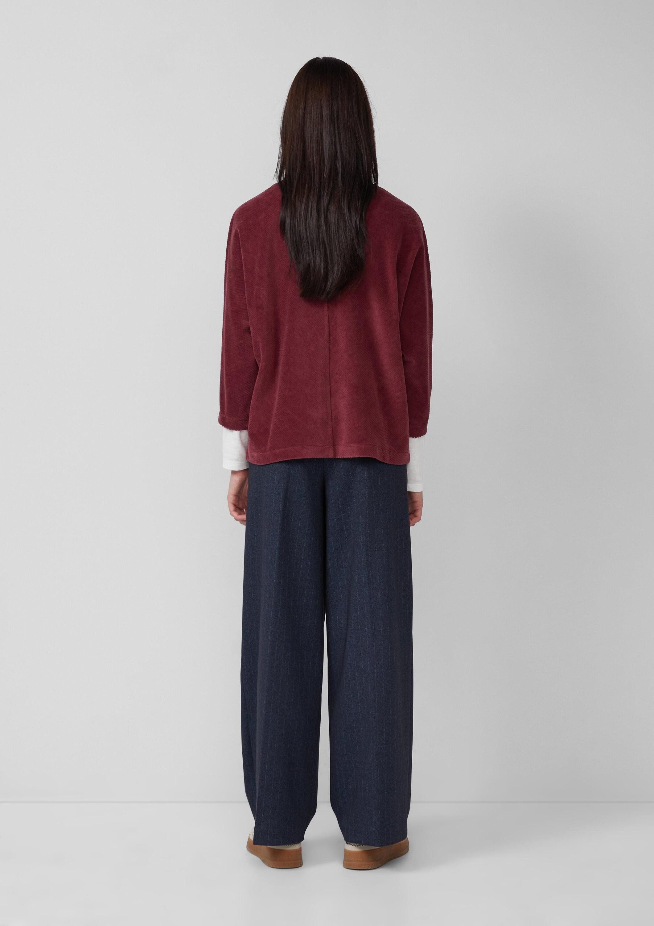 s.Oliver 3/4 Arm-Pullover Sweatshirt Cord-Shirt mit Teilungsnaht und Fledermausärmeln