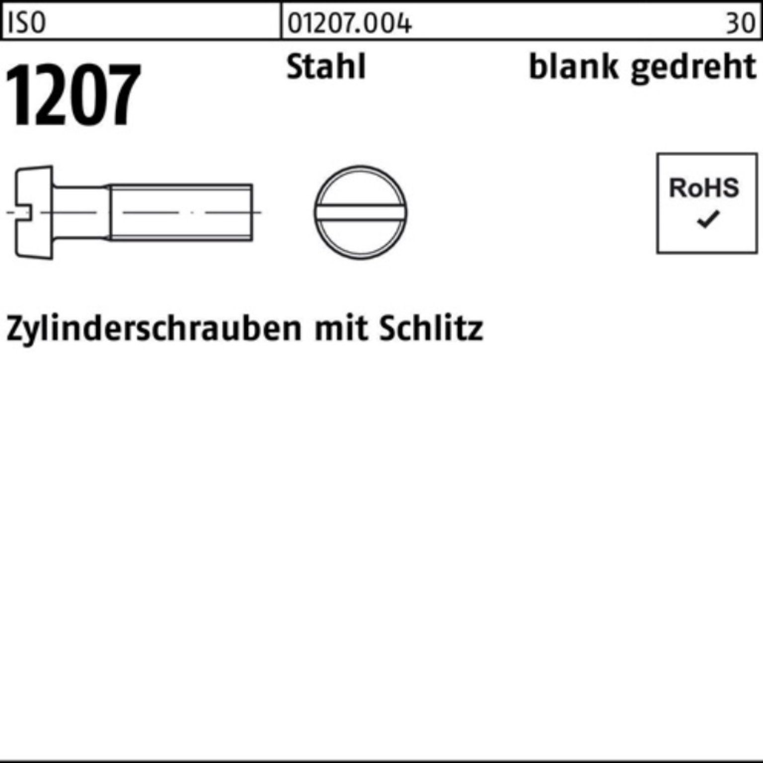 Schlitz M1,6x Reyher Stahl 3 1207 Zylinderschraube ISO Zylinderschraube blank 100er Pack gedre