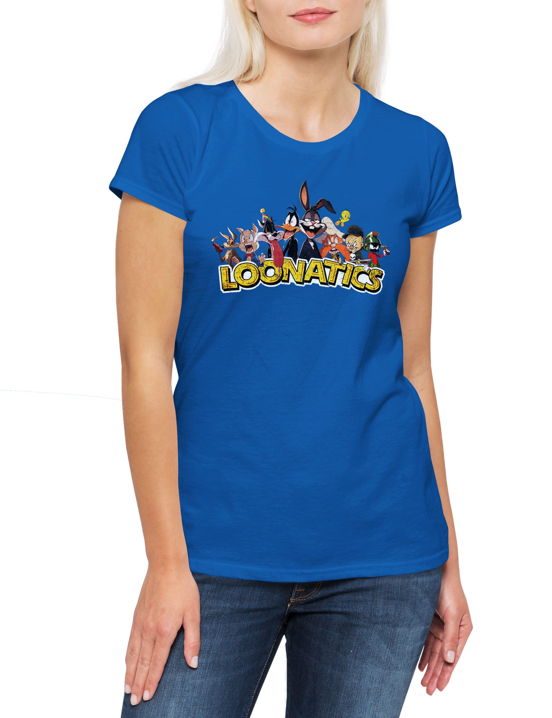 Urban Backwoods Print-Shirt Loonatics Damen T-Shirt Logo Toon Cartoon Comic Bugs Bunny Pig (1-tlg) Yosemite Porky Bird Cat