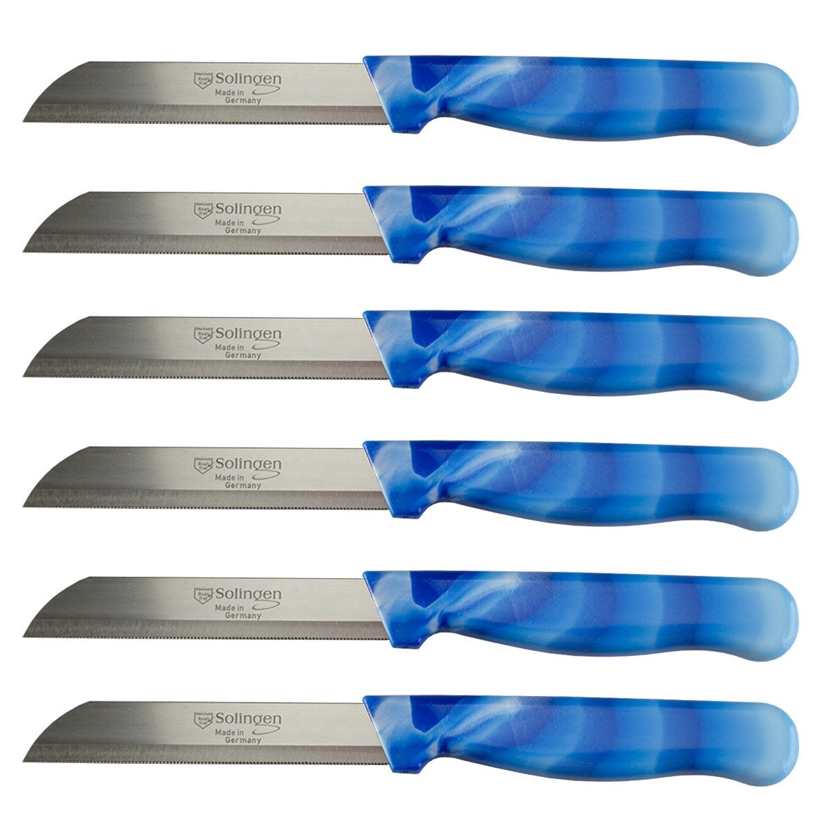 Visaggio Obstmesser Solingen Allzweckmesser Schälmesser Gemüsemesser Küchenmesser, Wellenschliff Solingen Messer, Marmor Optik, Edelstahl (rostfrei)