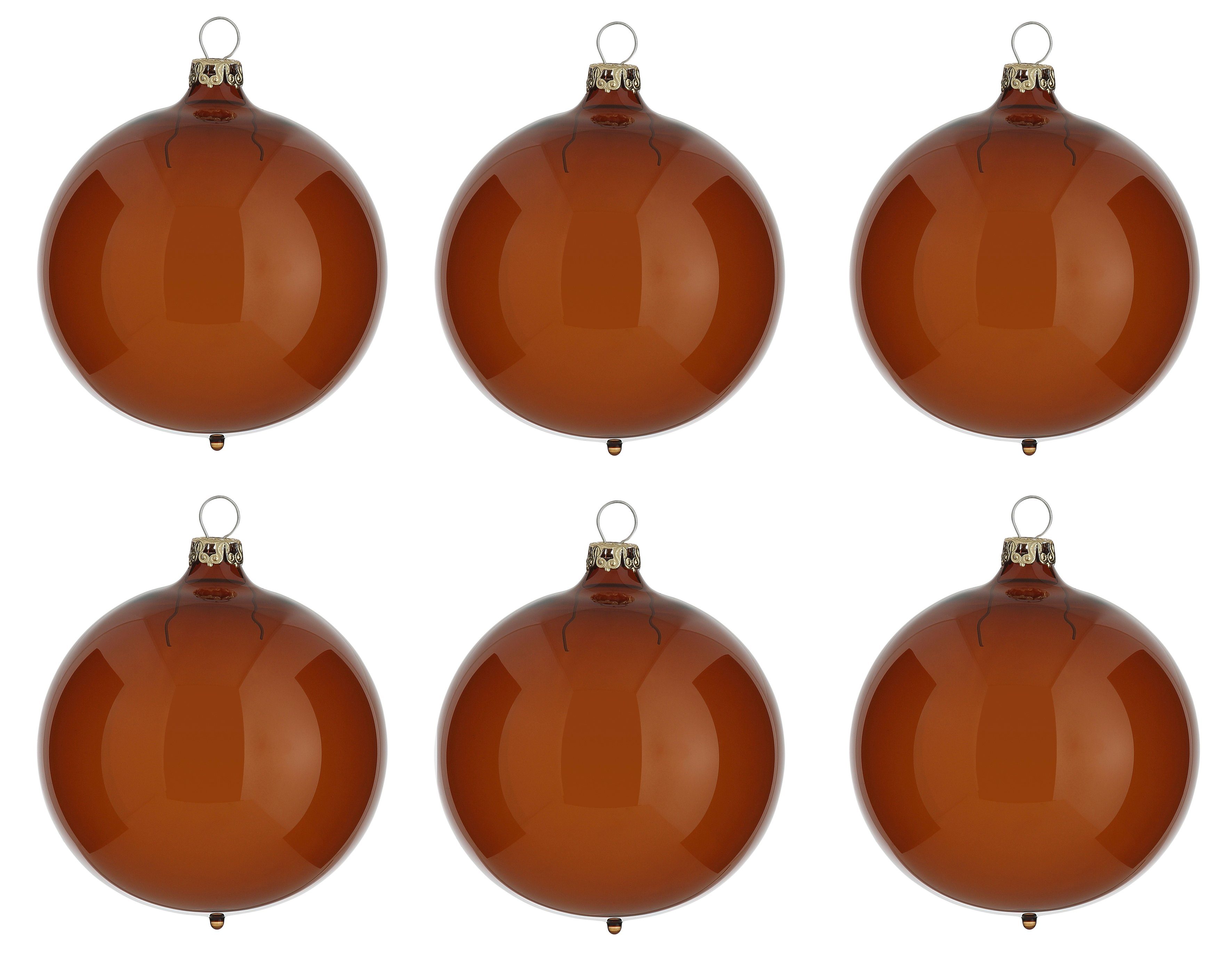 Thüringer Glasdesign Weihnachtsbaumkugel Transparent (6 St), braun
