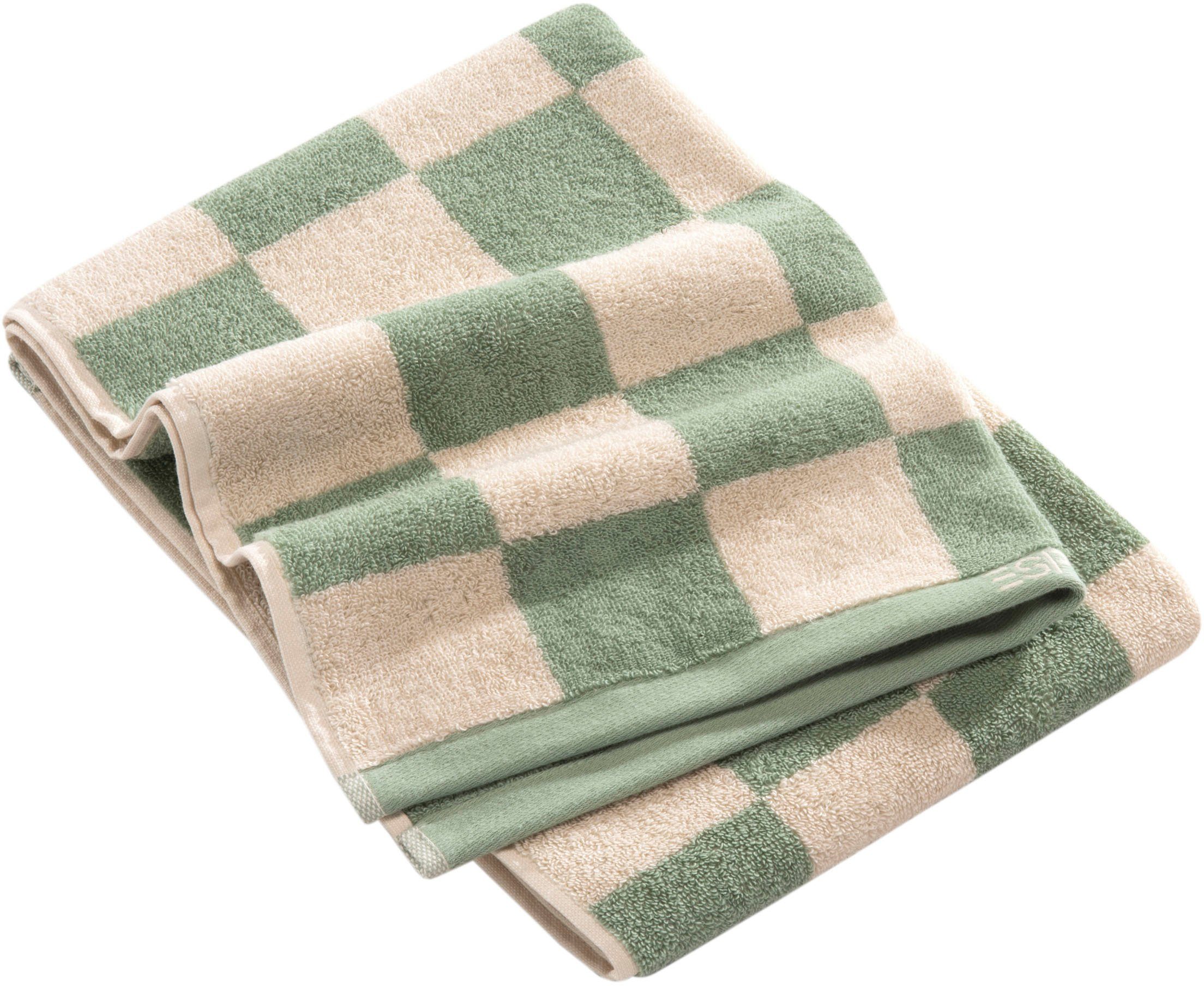 Esprit Handtuch Cube, Webfrottier soft (1-St), green Schachbrettdesign