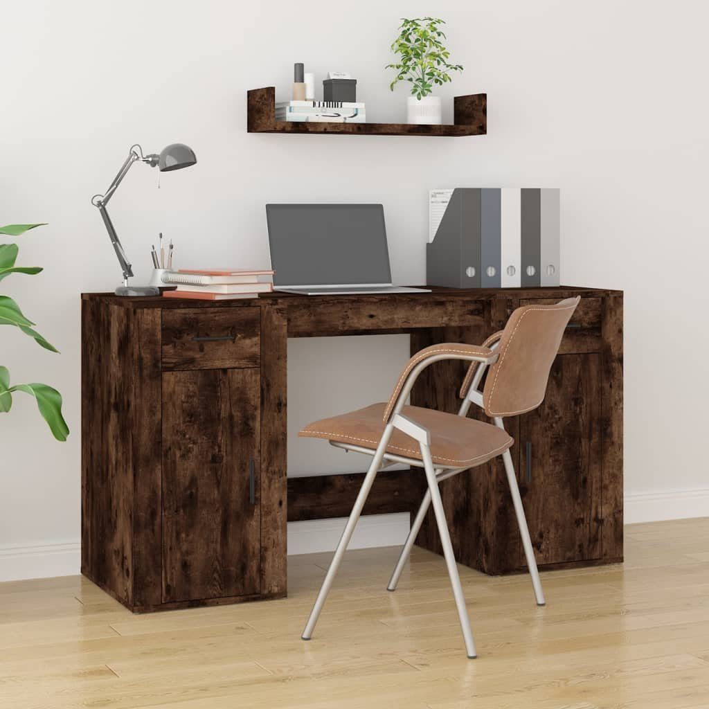 vidaXL Schreibtisch Schreibtisch mit Stauraum Räuchereiche Holzwerkstoff