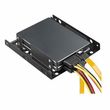 Salcar Einbaurahmen Salcar Einbaurahmen für 2, 5" HDD/SSD, 2, 5" auf 3, 5" Interner Dual Festplattenrahmen, unterstützt 1 oder 2 SSD/S, Zubehör für 2, 5" HDD/SSD, inkl. Montagezubehör und SATA 3 Kabel