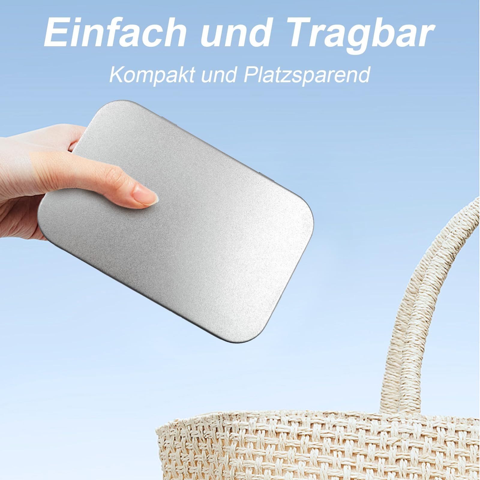 FOUORTUNATE-BEE Aufbewahrungsbox 4 Stück Metall-Aufbewahrungsbox Tragbare Mini-Silberne Metallbox (Blechdosen mit Deckel Rechteckig Rostfrei Minibox Aufbewahrun – Bild 4 von 5