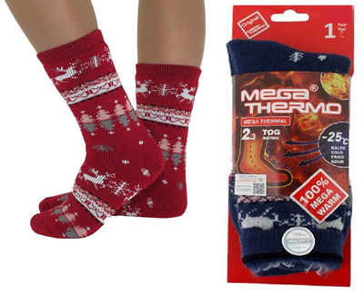 Markenwarenshop-Style Kuschelsocken Warme Socken Thermo Mega Winter Socken Hirsche 35-38 Farbe: rot