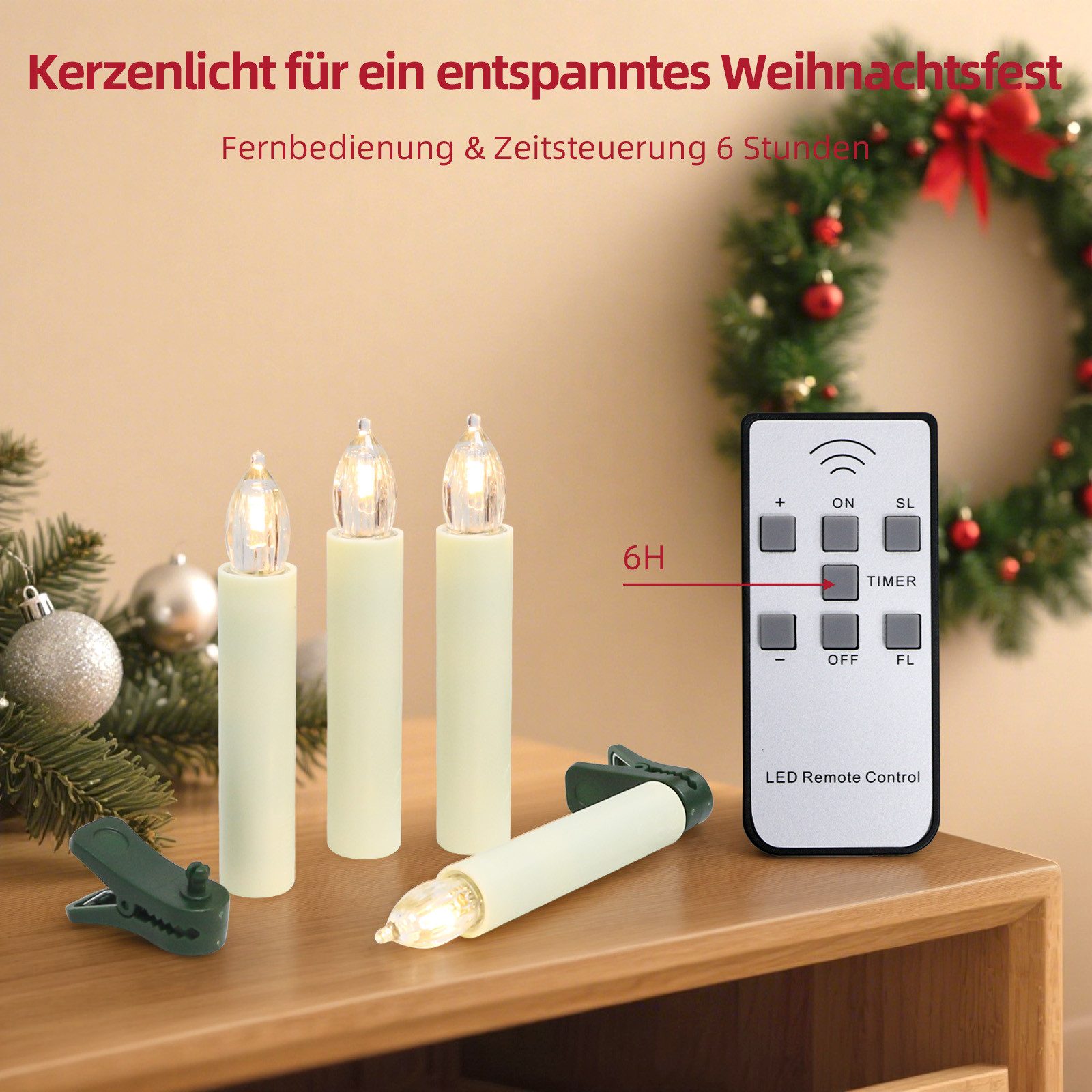 Gotoll LED-Christbaumkerzen 30er weihnachtsbaumkerzen kabellos mit Batterie günstig online kaufen