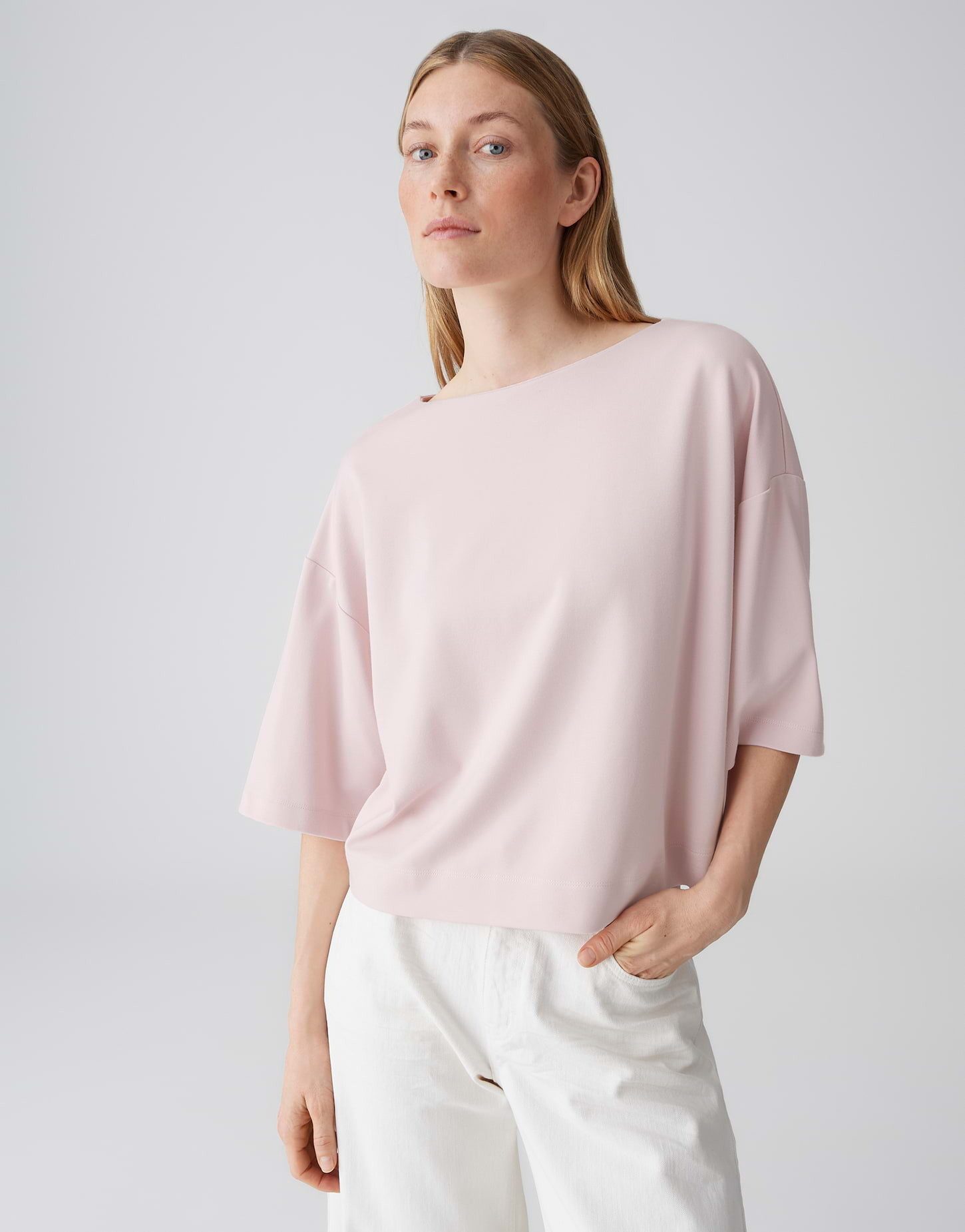 OPUS Kurzarmshirt Boxy Jerseyshirt aus Viskose Mix Weite Passform, Pull-on, Kurzarm