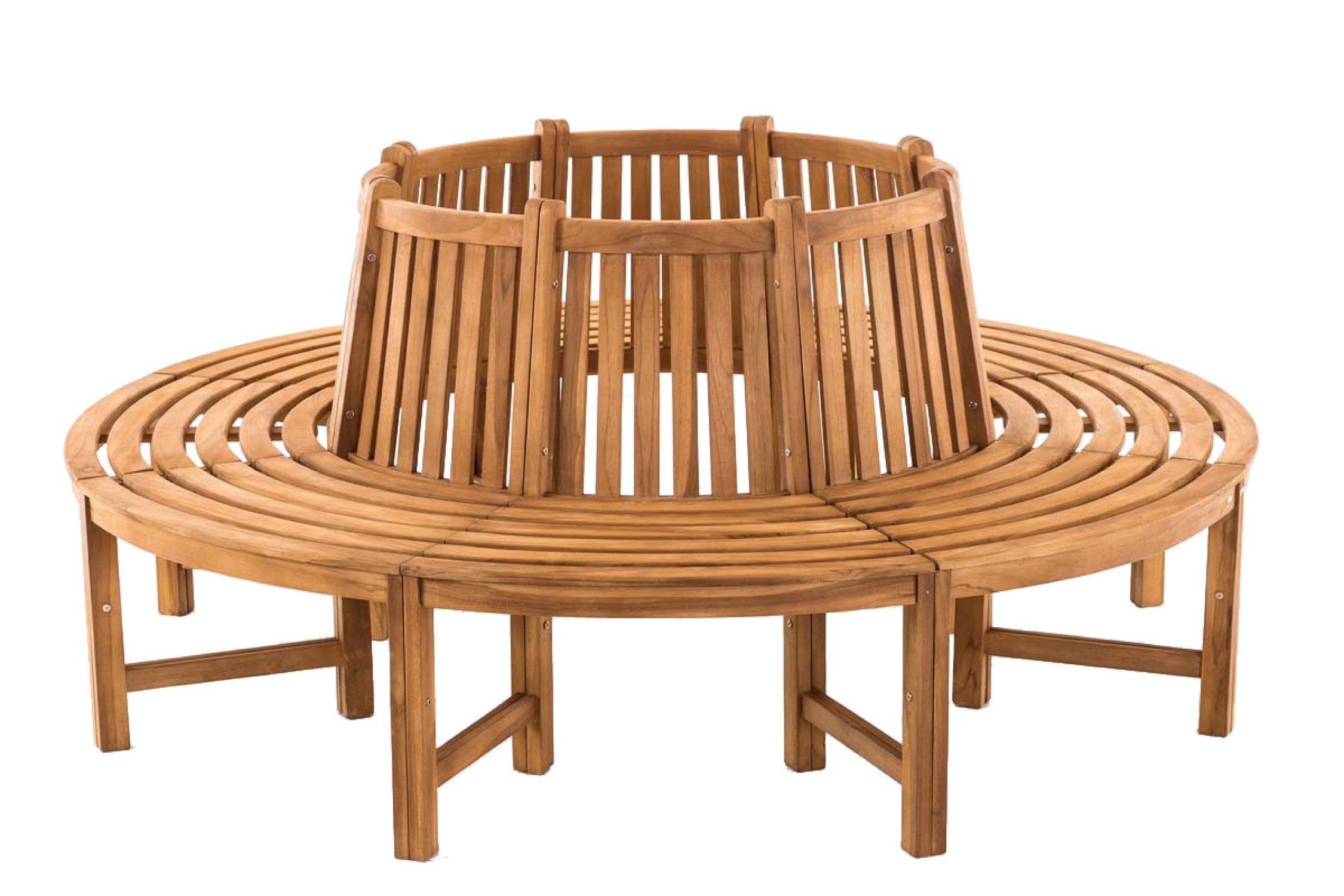 TPFGarden Baumbank Nova (mit 360-Grad Sitzfläche), Teak-Holz Garten Baumbank Sitzbank massiv 200 cm