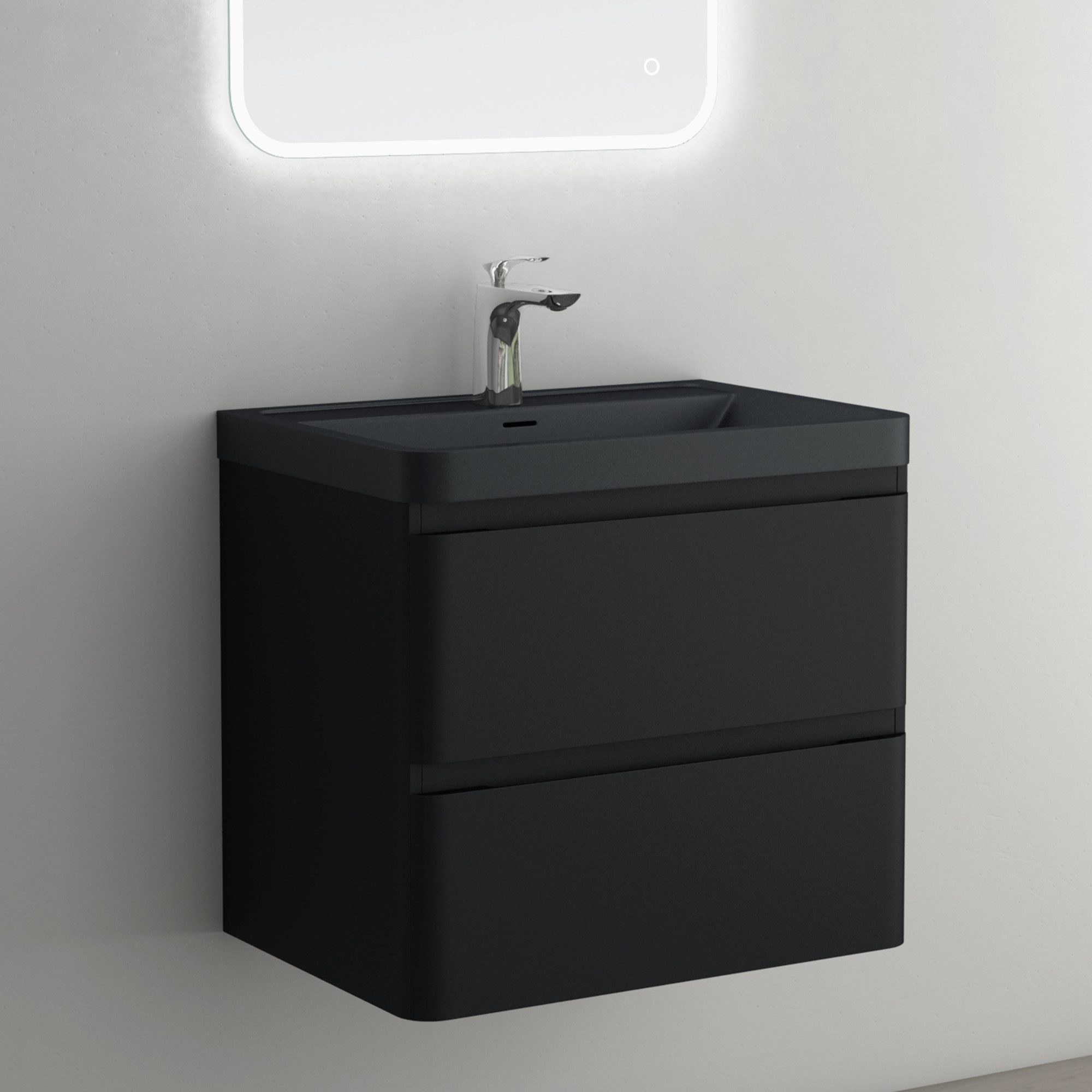 Mai & Mai Badmöbel-Set Badmöbel Set mit Mineralguss Waschbecken Waschtisch Lucca, MDF-Unterschrank,feuchtigkeitsbeständig,wahlweise mit LED-Spiegel – Bild 2 von 5