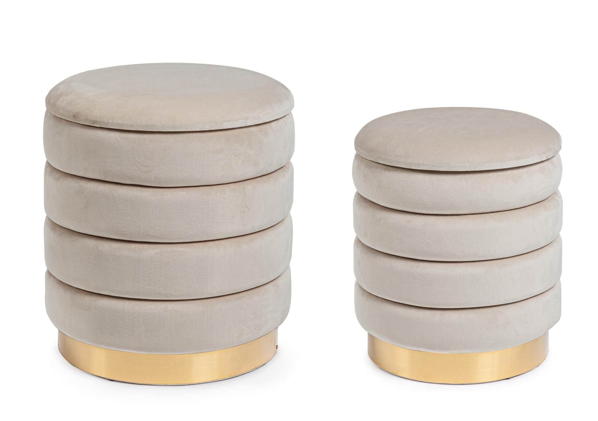 Bizzotto Pouf Darina 2er-Set in Samt-Optik, Beige