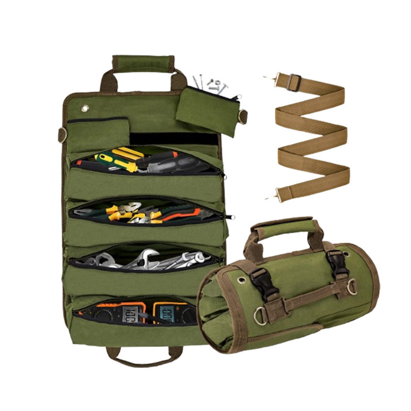 Jumpeak Ящики для инструментов werkzeugkoffer leer,organizer handtasche,elektriker werkzeugkoffer (geeignet zum Tragen in der Hand oder über der Schulter), handtasche mit vielen fächern,2 abnehmbare Taschen,grün,48*32cm