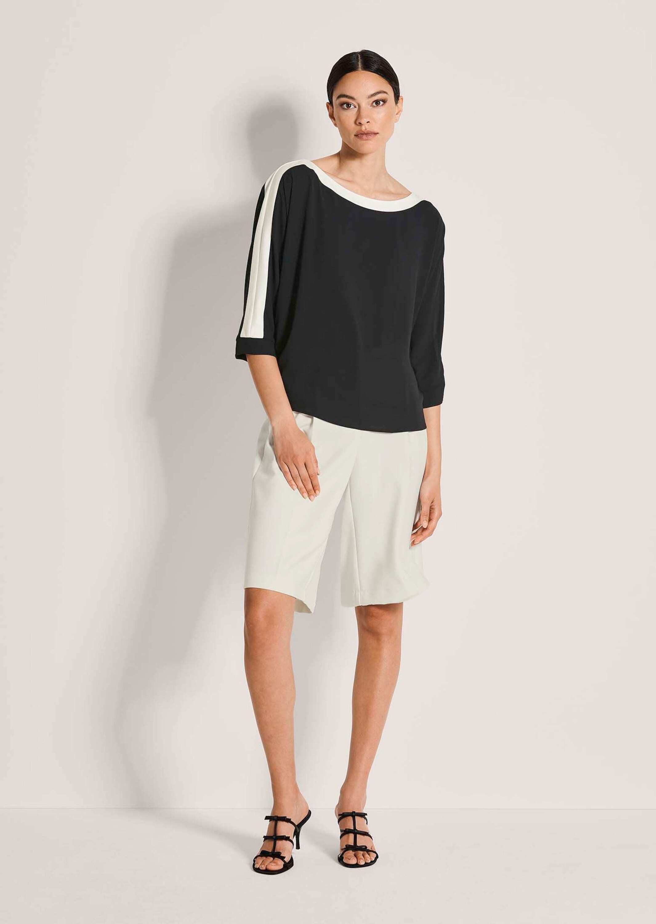 MADELEINE Shirtbluse Businessbluse im Colour Blocking-Stil Sommerbluse mit U-Boot-Ausschnitt und 3/4-Arm
