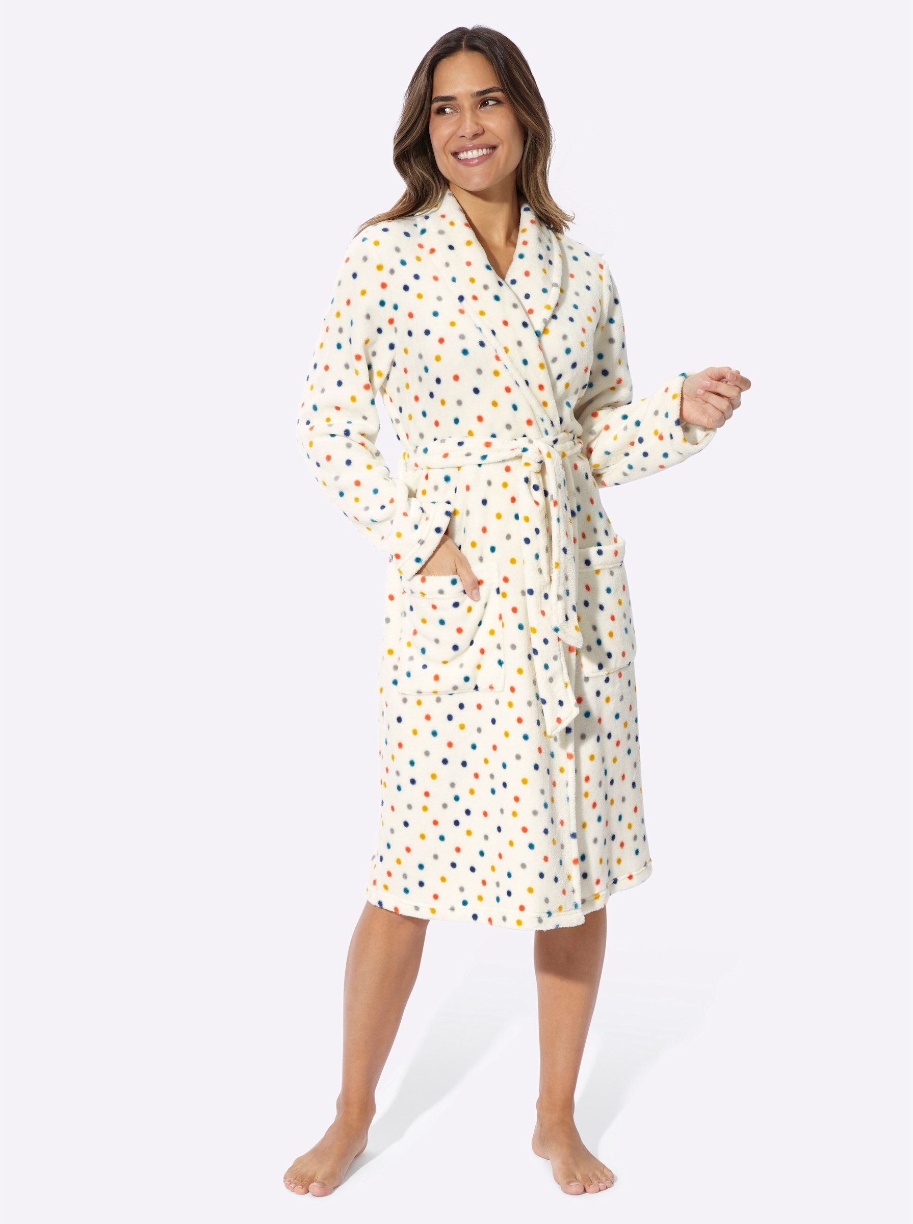 Sieh an! Morgenmantel Morgenmantel Langarm, Polyester, Bindeband, Fleece