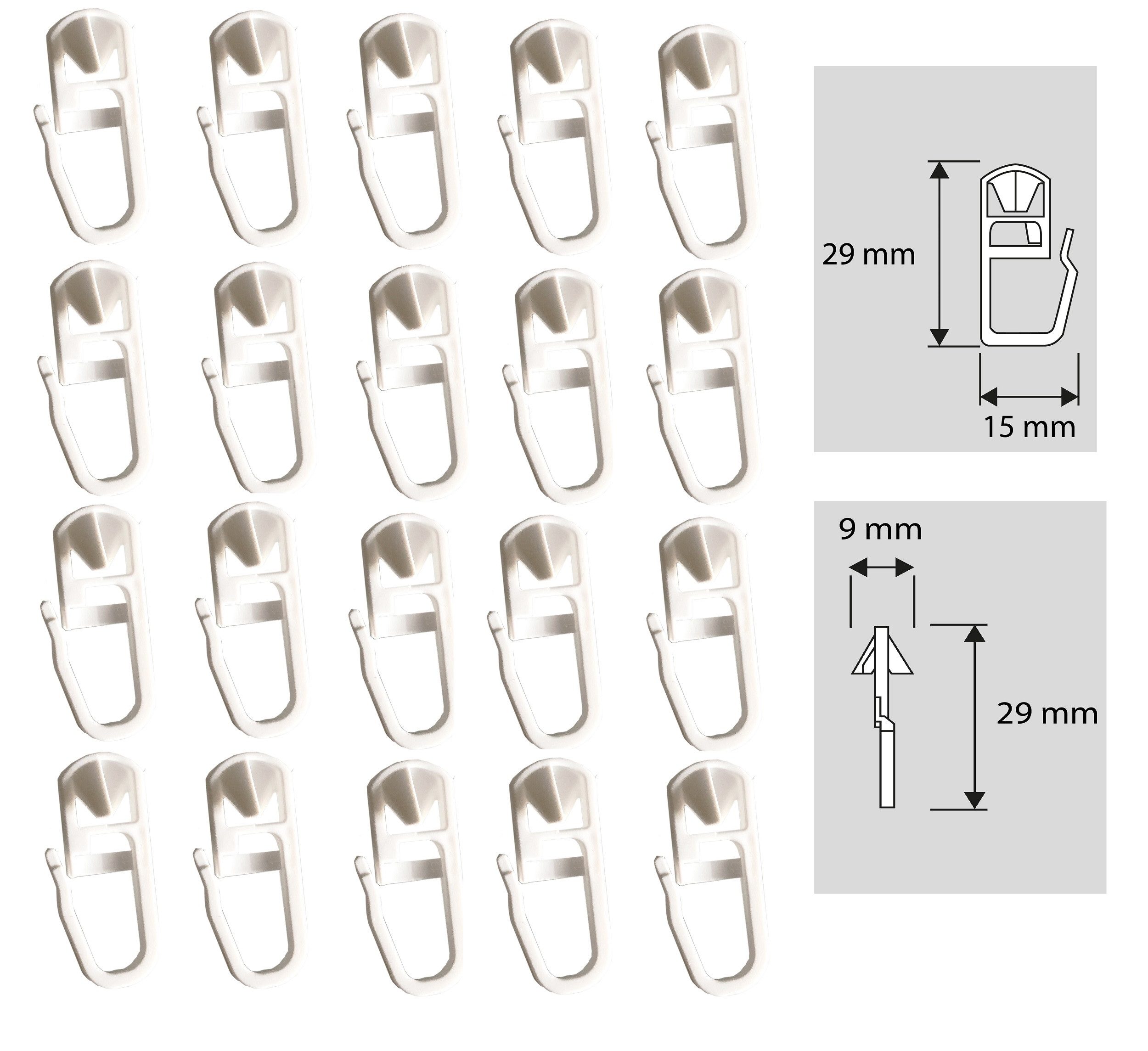 Clever-Kauf-24 Gardinengleiter Klick-Gleiter Haken 3,5-4mm 20 Stück Gardine günstig online kaufen