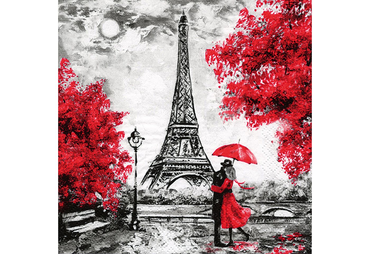 ti-flair Papierserviette, Servietten Papier 33x33cm 3-lagig Romantik am Eiffelturm 20 Stück
