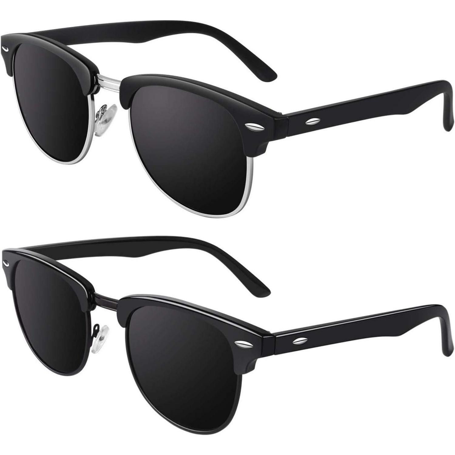 LuxusKollektion Retrosonnenbrille Sonnenbrille Horn Gestell Matt Schwarz Grau