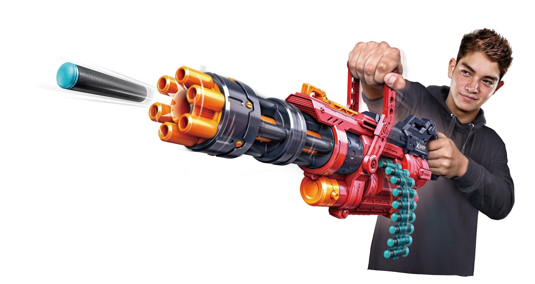 ZURU Blaster Dartblaster Excel Omega, Die rote Minigun mit einem Maximum an Munition
