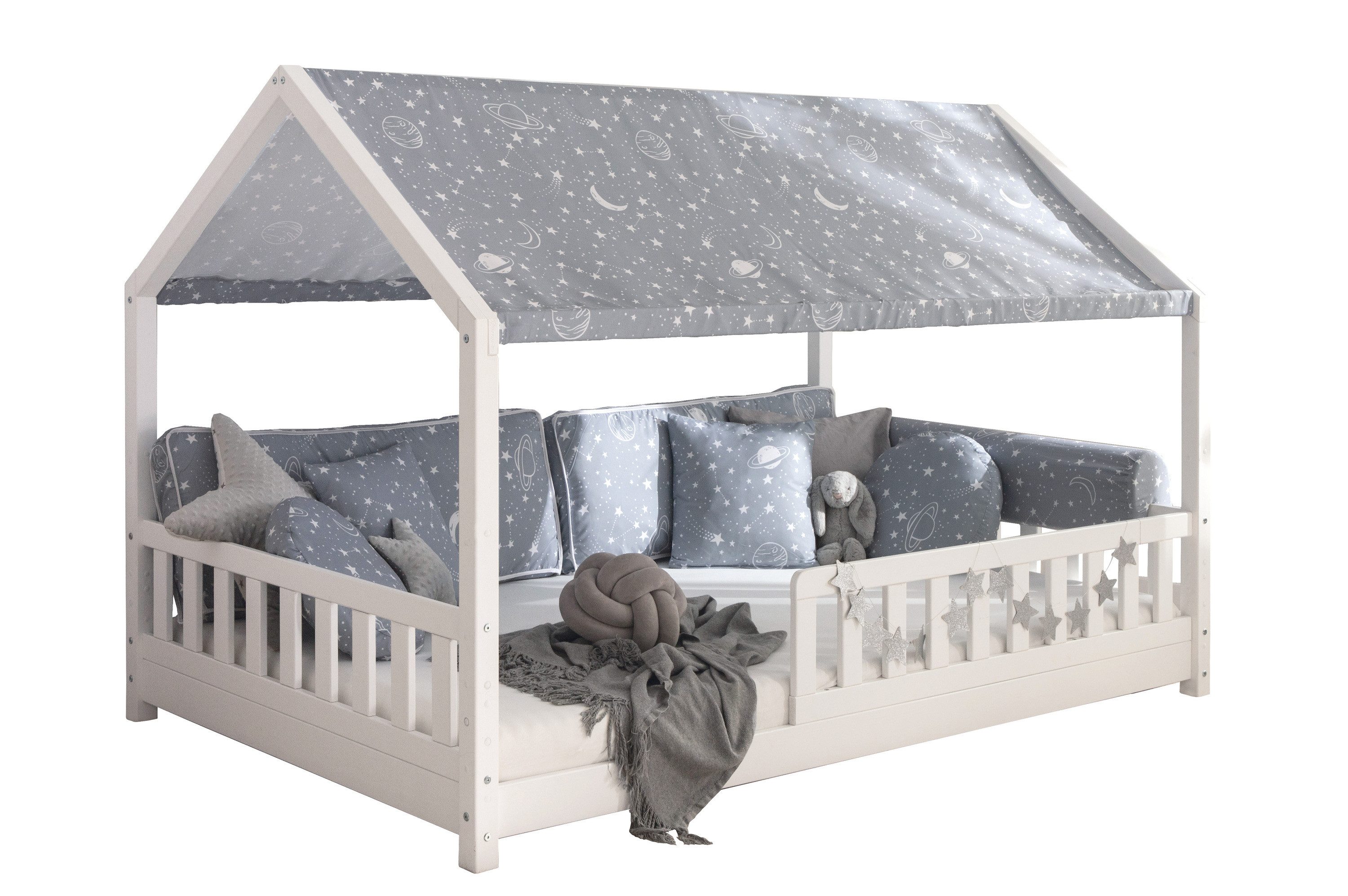 Ticaa Betthimmel Dachvorhang mit Motiv für Hausbett Kay 120 x 200