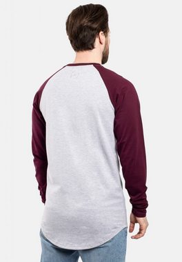 Blackskies T-Shirt Baseball Longshirt T-Shirt Aschgrau-Burgundy Small