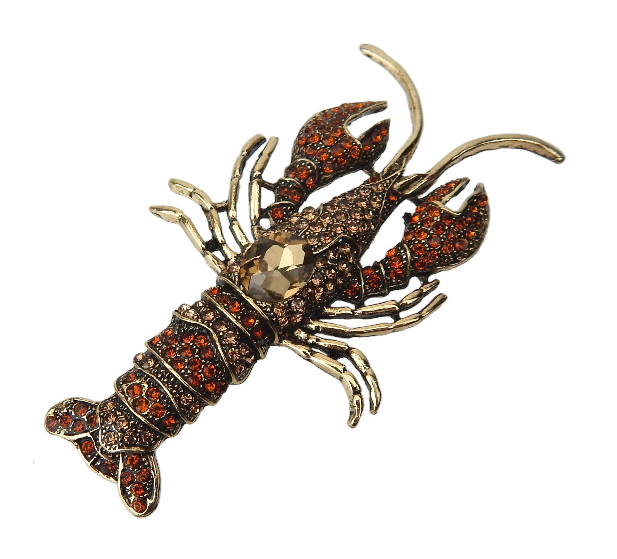 Ella Jonte Brosche, große maritime Statement Glitzer Brosche Hummer Ziernadel