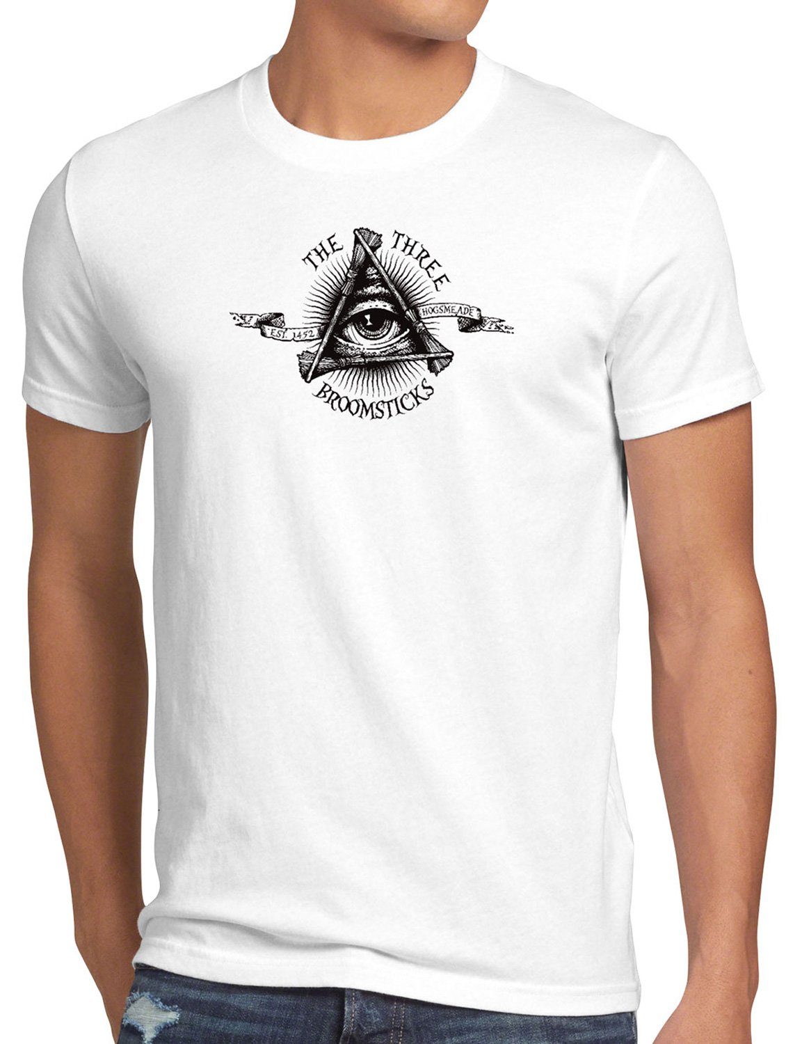 Mode liefern style3 Print-Shirt Herren T-Shirt T-Shirt Three weiß Broomsticks The