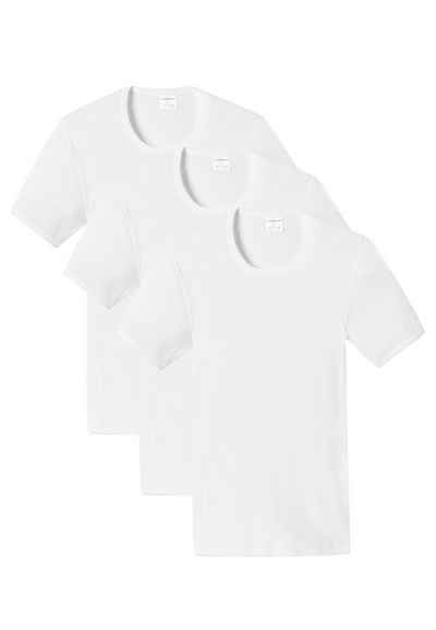 Schiesser Unterhemd 3er Pack Cotton Essentials Doppelripp (Spar-Set, 3-St) Unterhemd / Shirt Kurzarm - Baumwolle - Strapazierfähig