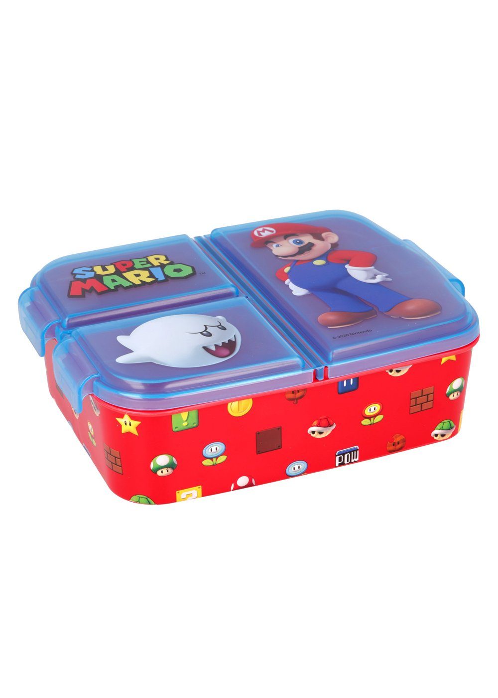 Super Mario Lunchbox Brotdose Super Mario, Vesperdose mit 3 Fächern, BPA-frei