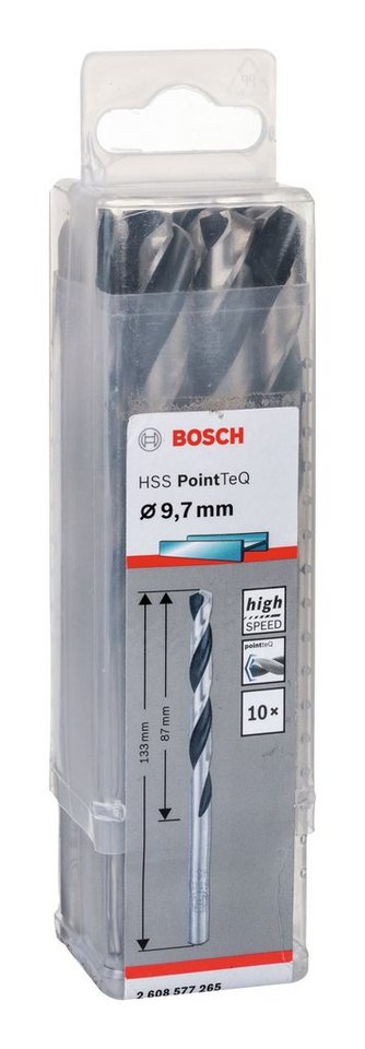 Thumbnail - BOSCH Metallbohrer, (10 Stück), HSS PointTeQ (DIN 338) Metallspiralbohrer - 9,7 mm - 10er-Pack