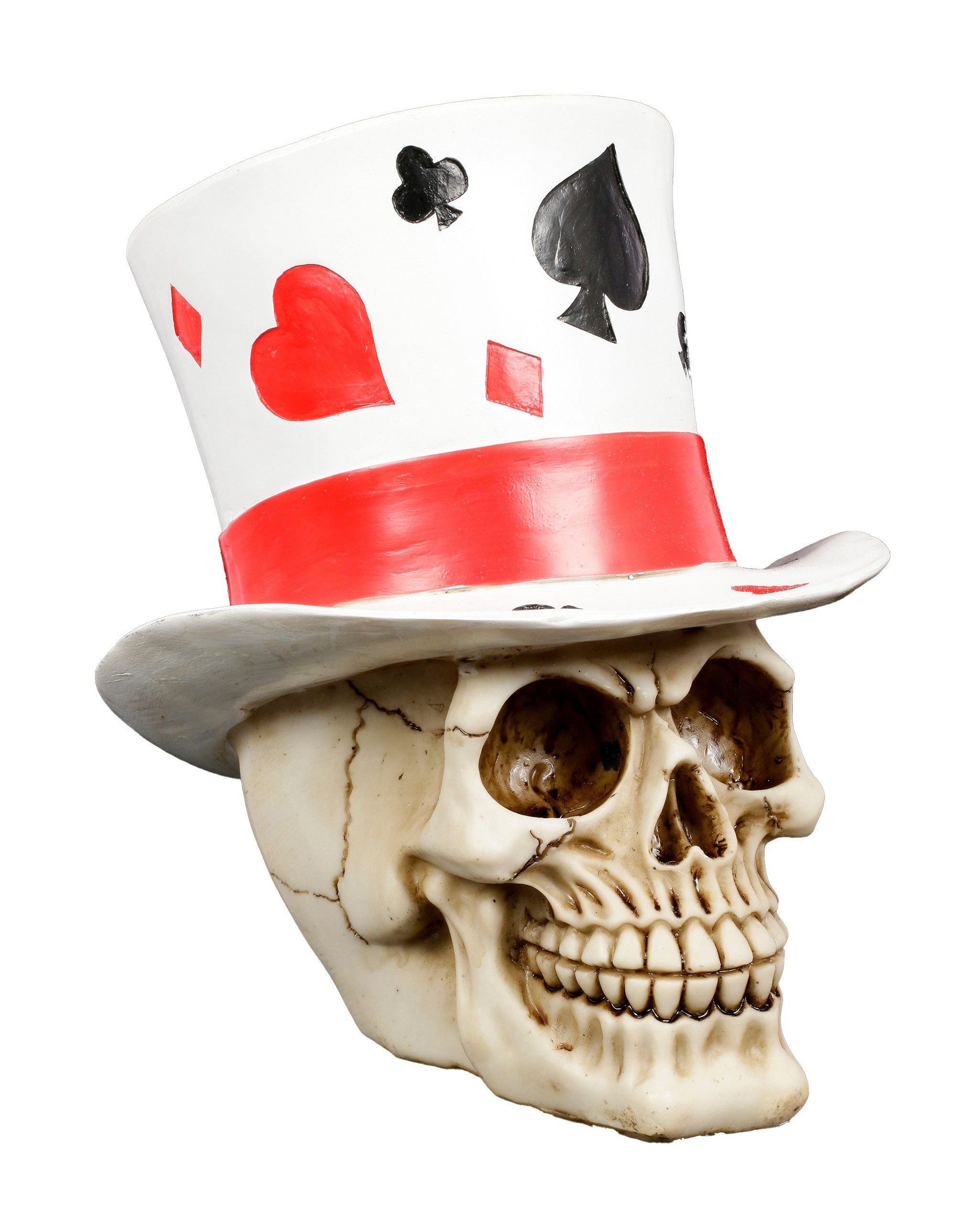 Figuren Shop GmbH Dekoobjekt Totenkopf mit Zylinder - Casino Jack - Fantasydeko Gothic