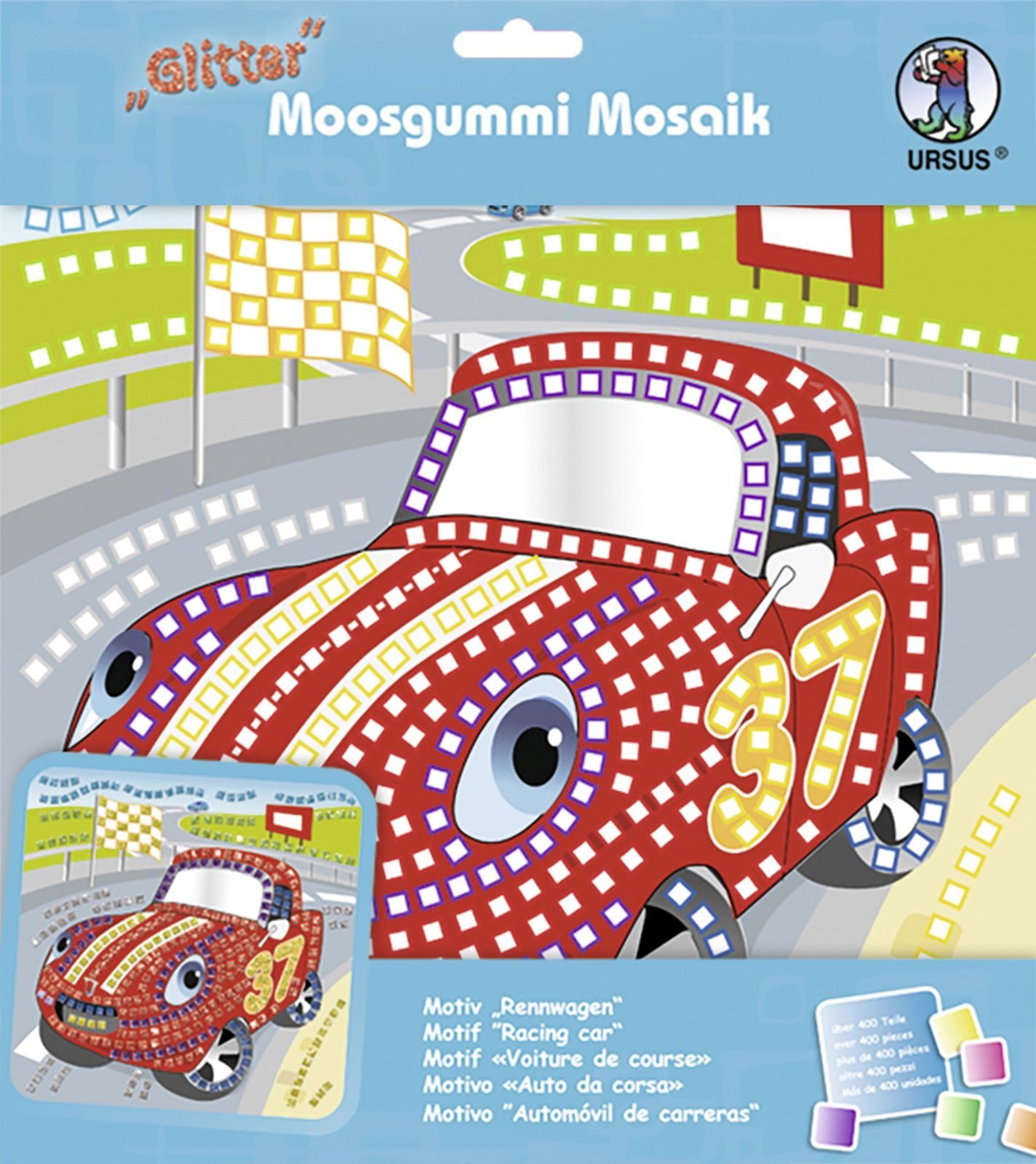 Ursus - Ludwig Bähr Bastelfilz Moosgummi Mosaik Glitter Rennwagen
