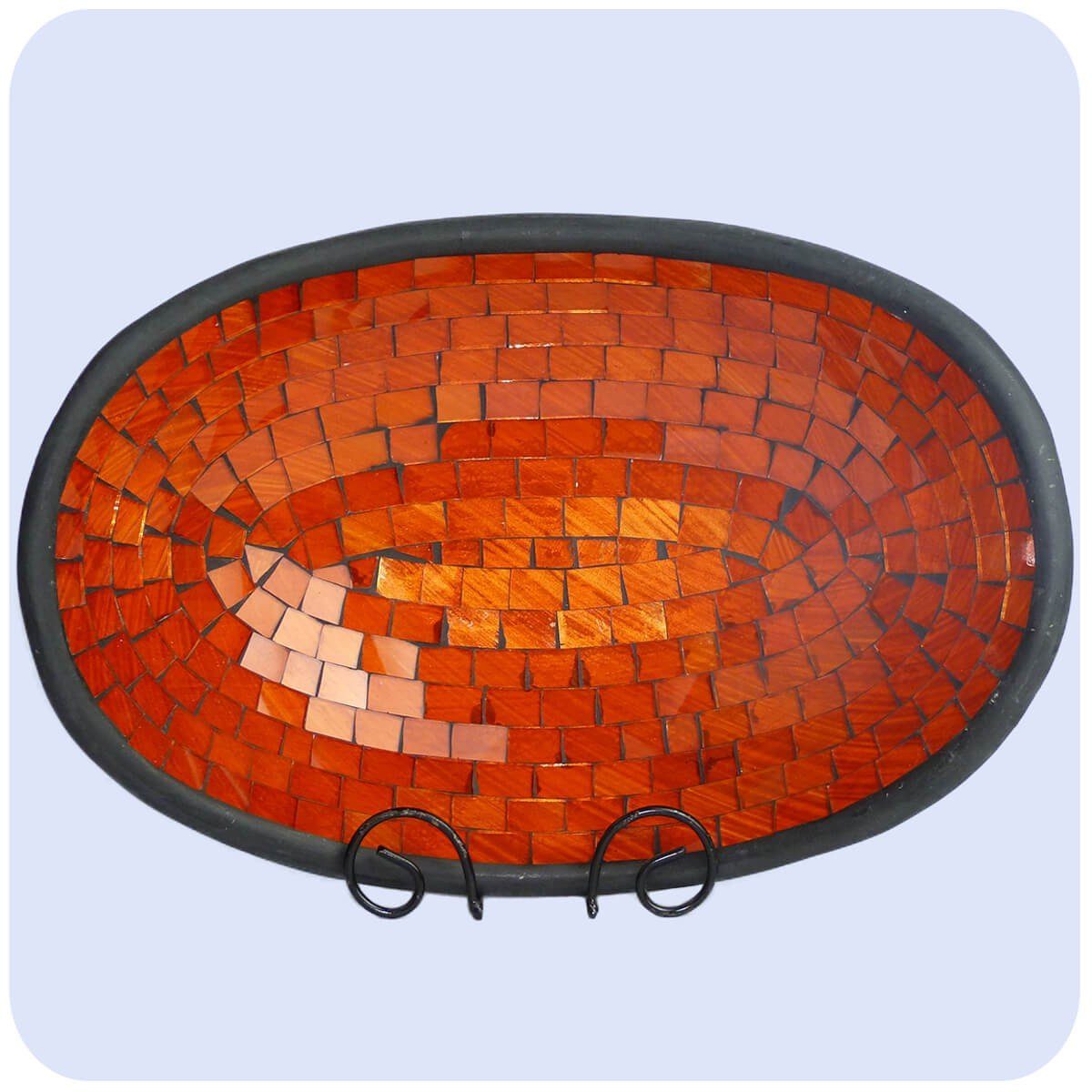 SIMANDRA Dekoschale Glas-Mosaikschale Tonschale oval XL Orange