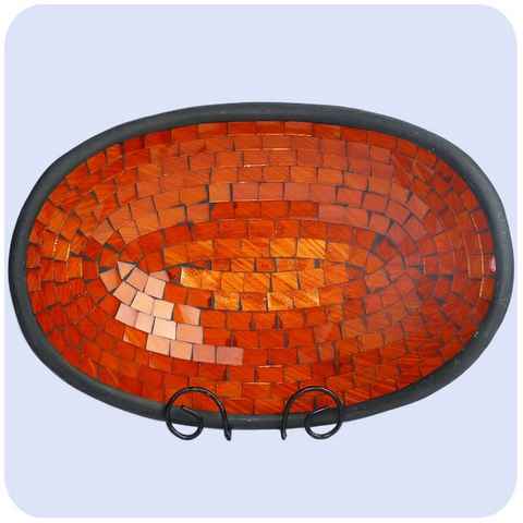 SIMANDRA Dekoschale Glas-Mosaikschale Tonschale oval XL