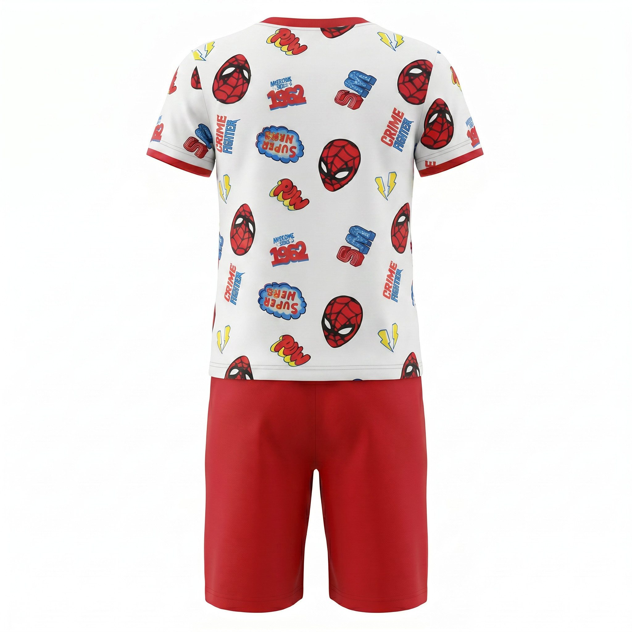 MARVEL Schlafanzug Spiderman kurzarm Kinder Pyjama Gr. 104 bis 134, 100% Baumwolle, Blau oder Rot