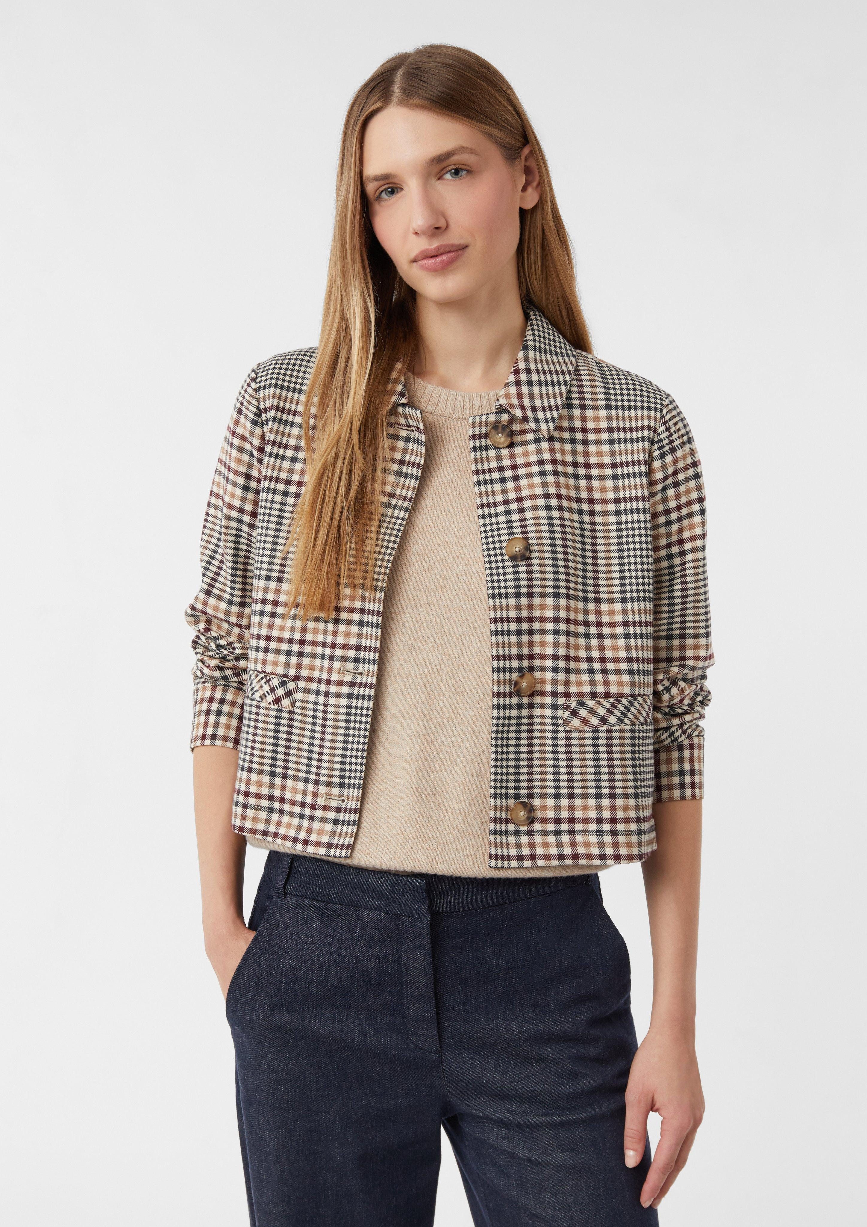 Blusenblazer Kurze Karojacke mit Leistentaschen