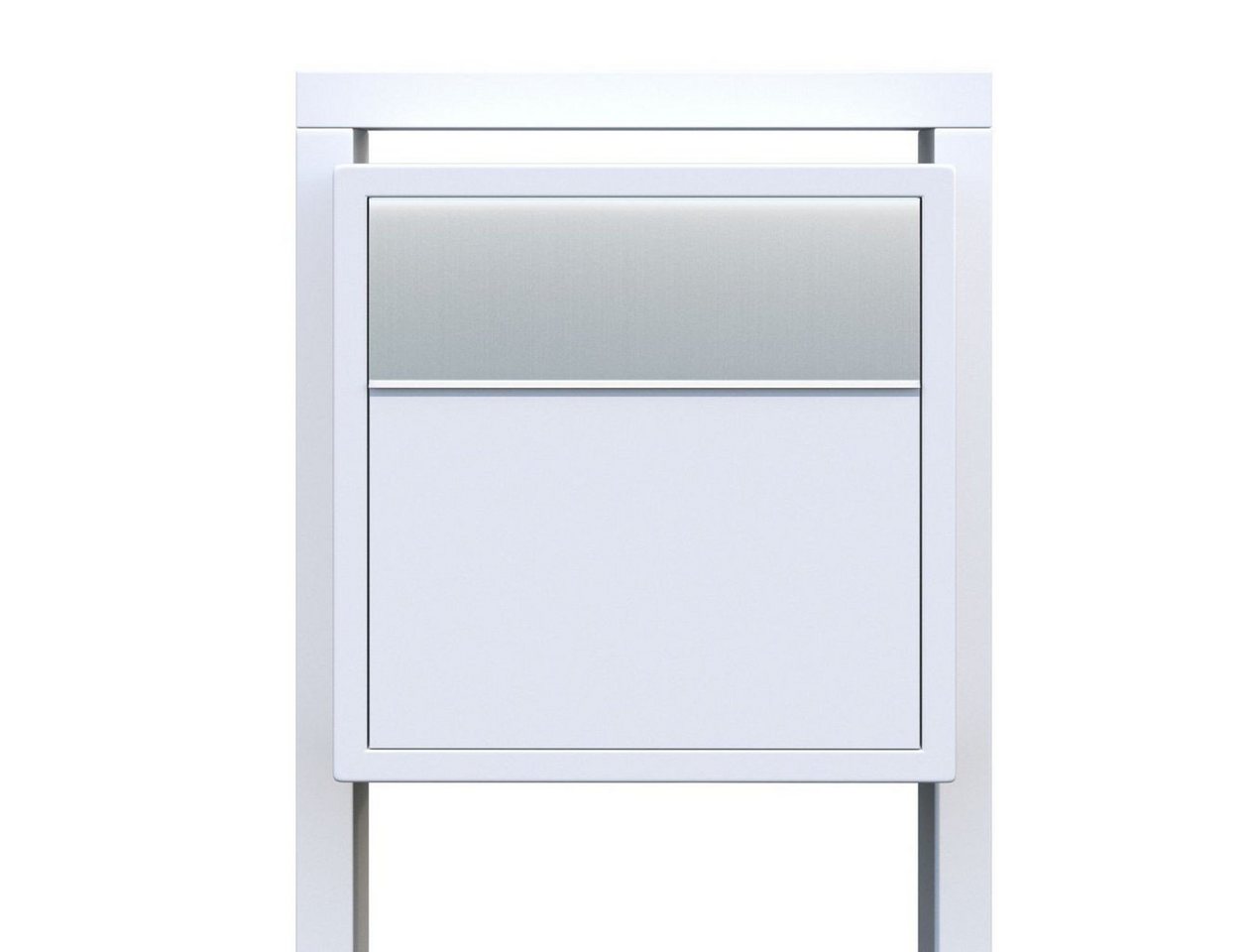 Thumbnail - Bravios Briefkasten Standbriefkasten Soprano Weiß mit Edelstahlklappe