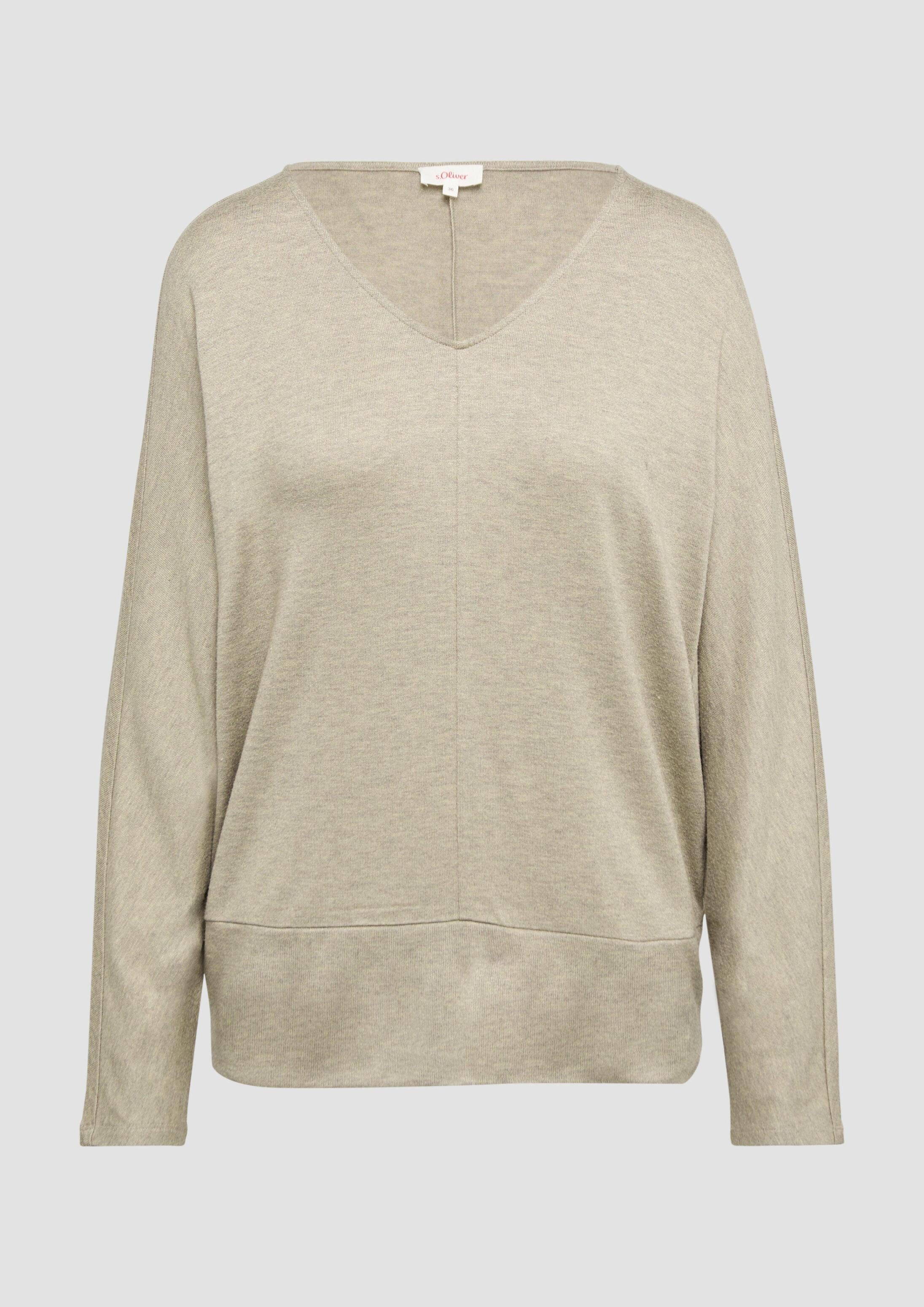 s.Oliver Langarmshirt T-Shirt Meliertes Langarmshirt mit Fledermausärmeln