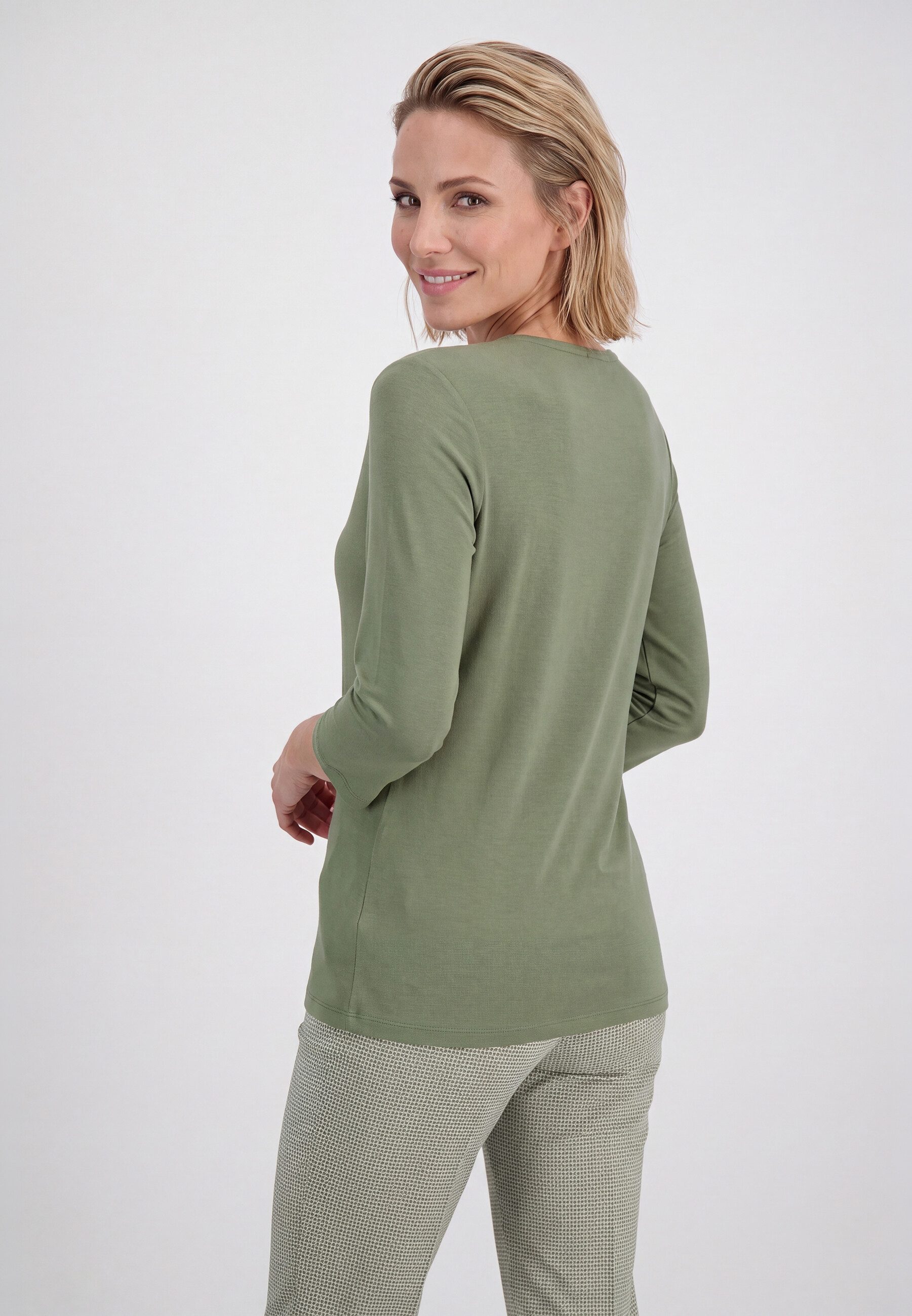 Olsen T-Shirt Shirt mit V-Ausschnitt und 3/4-Ärmeln