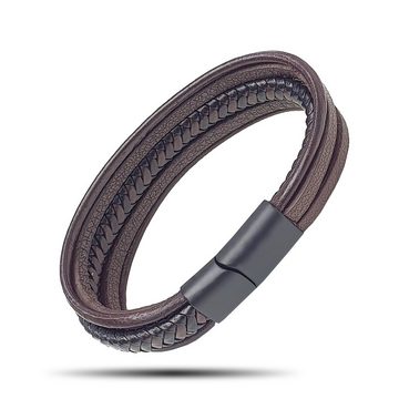 NAHLE Lederarmband Leder Armband Herrenarmband (inkl. Schmuckbox), aus Leder, mit Magnetverschluss für ein sicheres verschließen