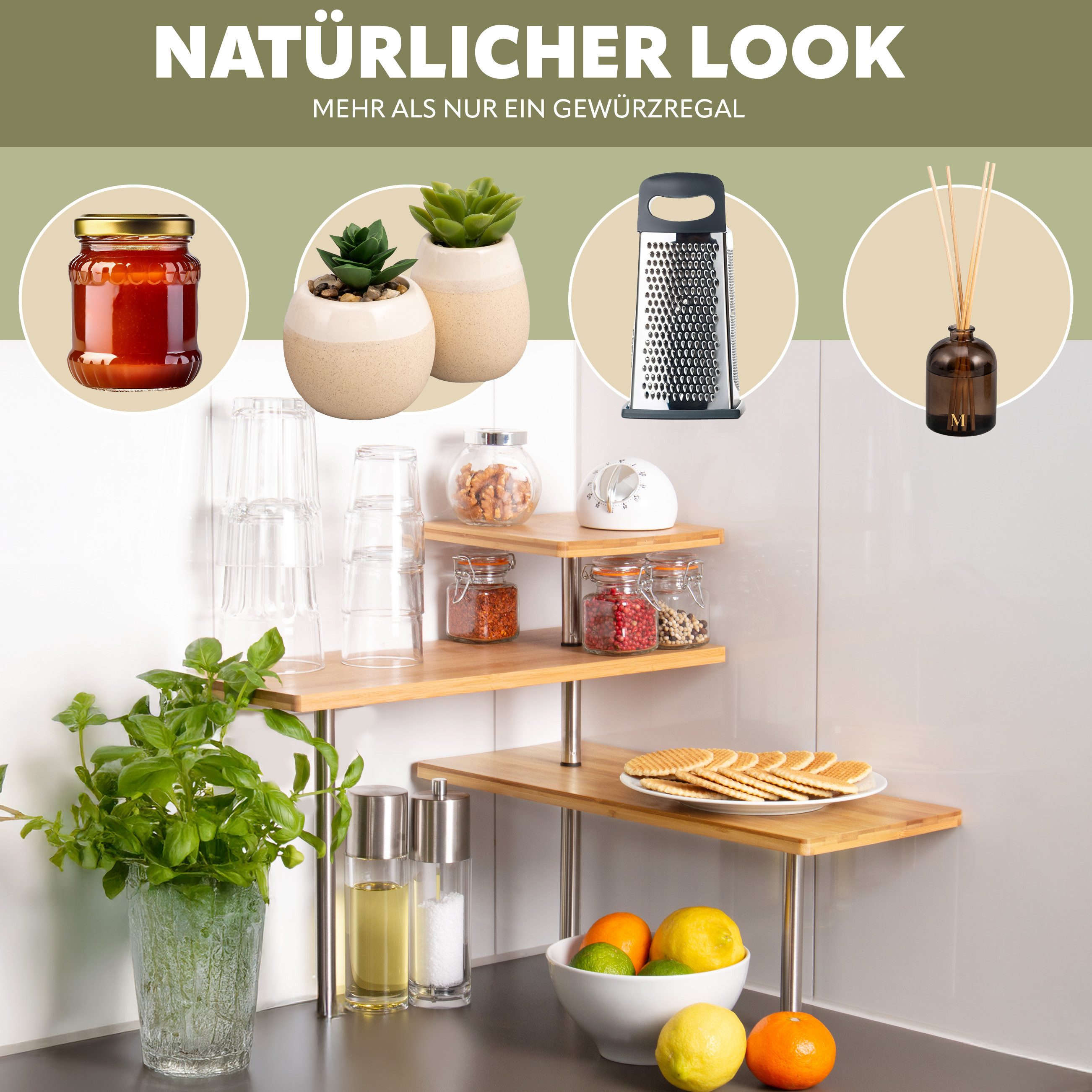 bremermann Küchenregal Bambus-Eckregal, Küchenregal, Material aus Bambushol günstig online kaufen