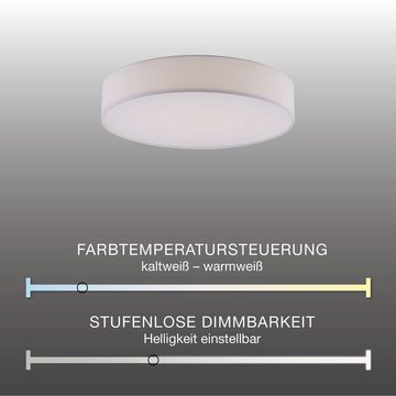 Paul Neuhaus Smarte LED-Leuchte LED Deckenleuchte Q - KIARA Smart Home, Smart Home, CCT-Farbtemperaturwechsel, Dimmfunktion, Memoryfunktion, mit Leuchtmittel, Stoffschirm Textilschirm grau D=58cm, Alexa App