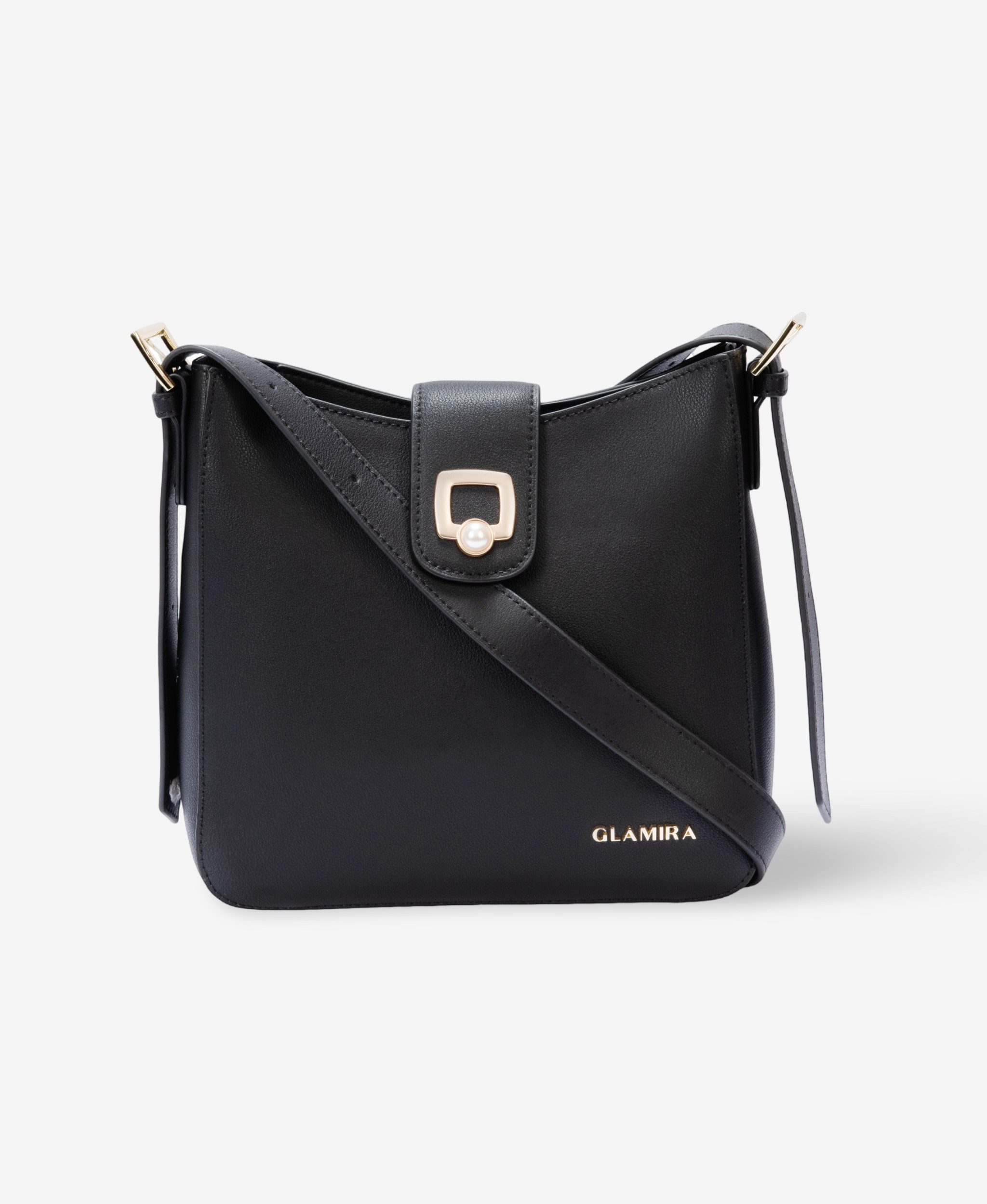 GLAMIRA Handtasche UrbanSphere Schwarze Schultertasche (1-tlg), echt Leder
