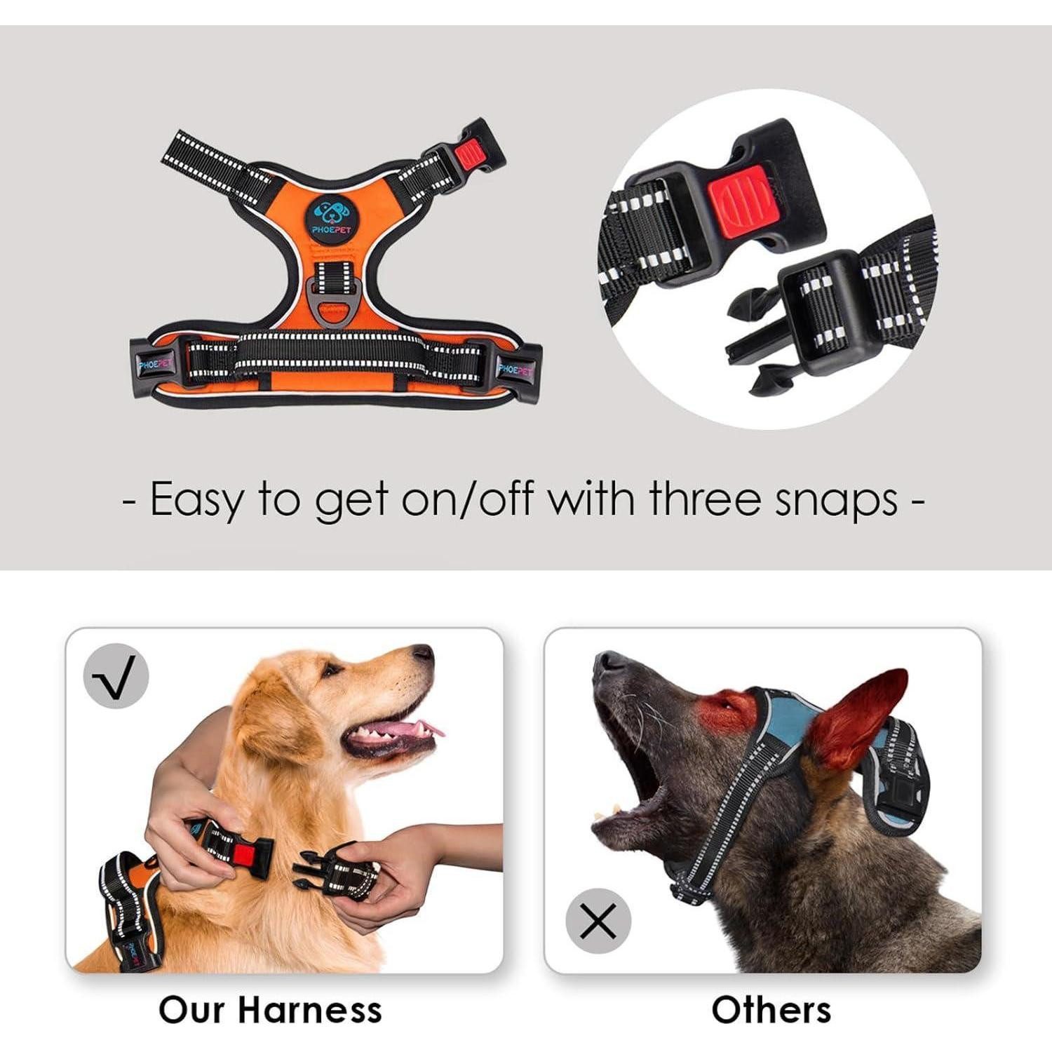 LuxusKollektion Hunde-Geschirr Hundegeschirr ohne Zug kleine Hunde reflektierend Griff Orange Medium